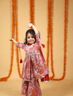 Petal Pink & Ruby Red Sharara Set