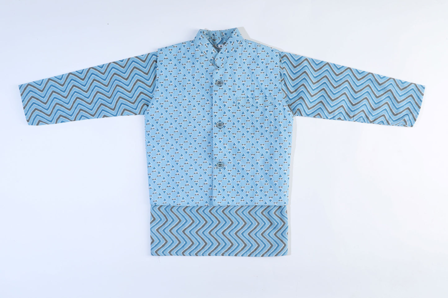 Bagru Inspired Nehru Jacket and Kurta Pajama Set