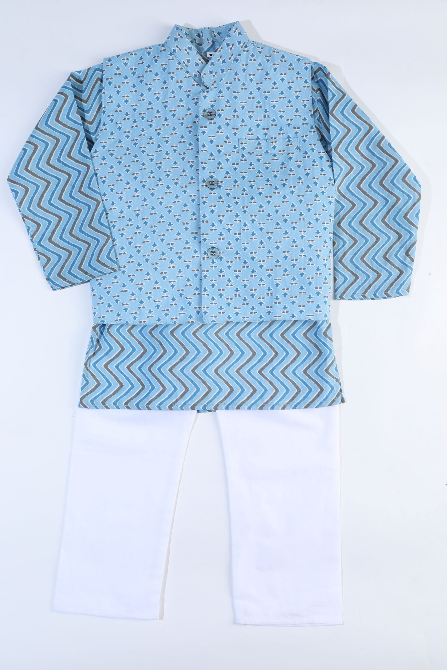 Bagru Inspired Nehru Jacket and Kurta Pajama Set