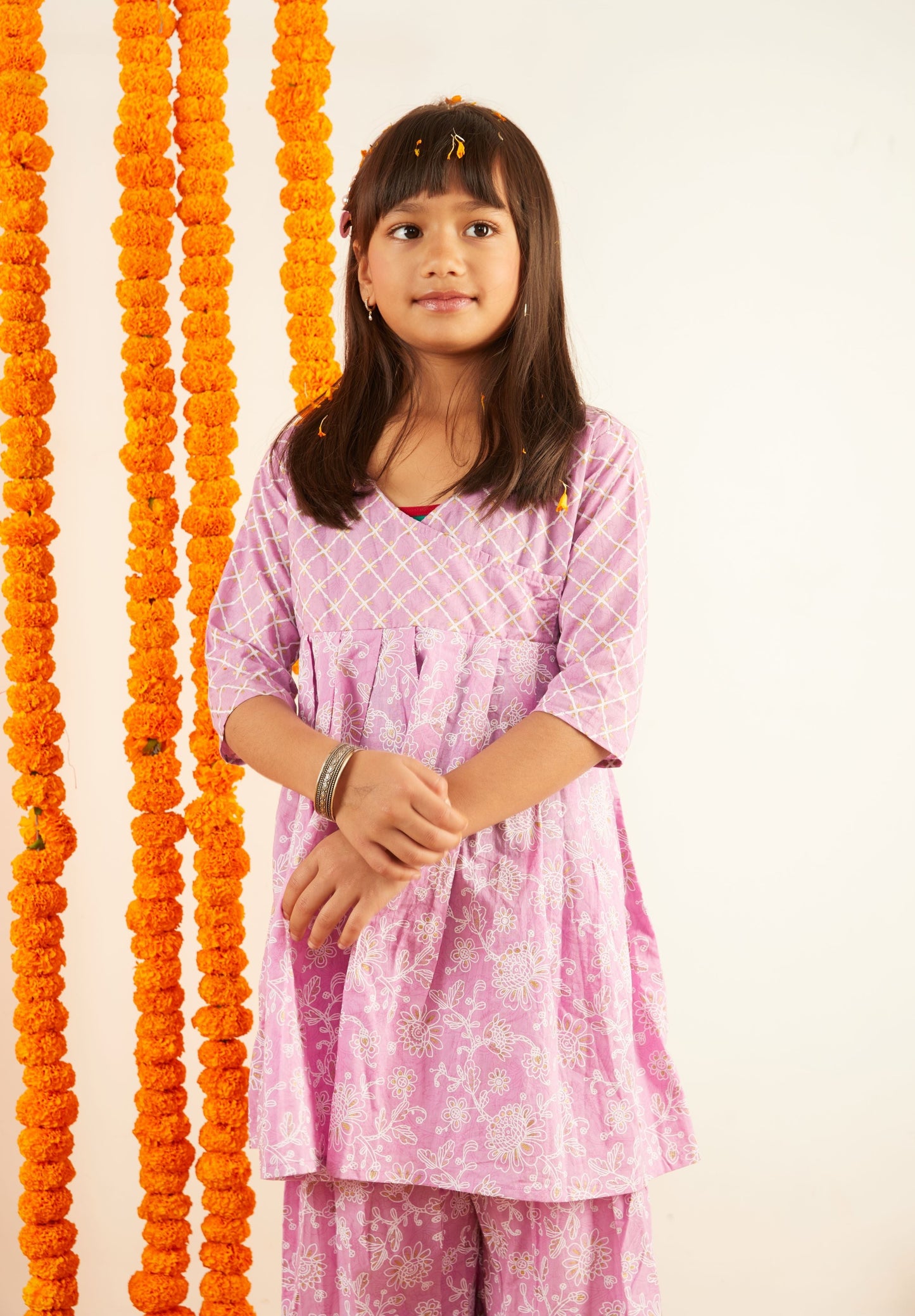 Line Art Florid Printed Frock Sharara Set