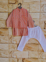Peach Royale Kurta Pajama & Booti Jacket Set