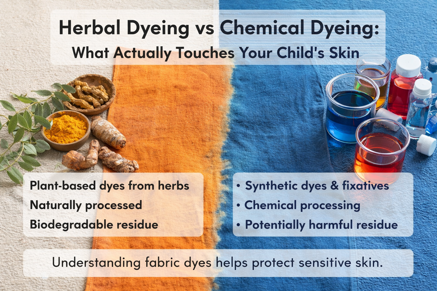 Herbal Dyeing vs Chemical Dyeing: What Actually Touches Your Child’s Skin