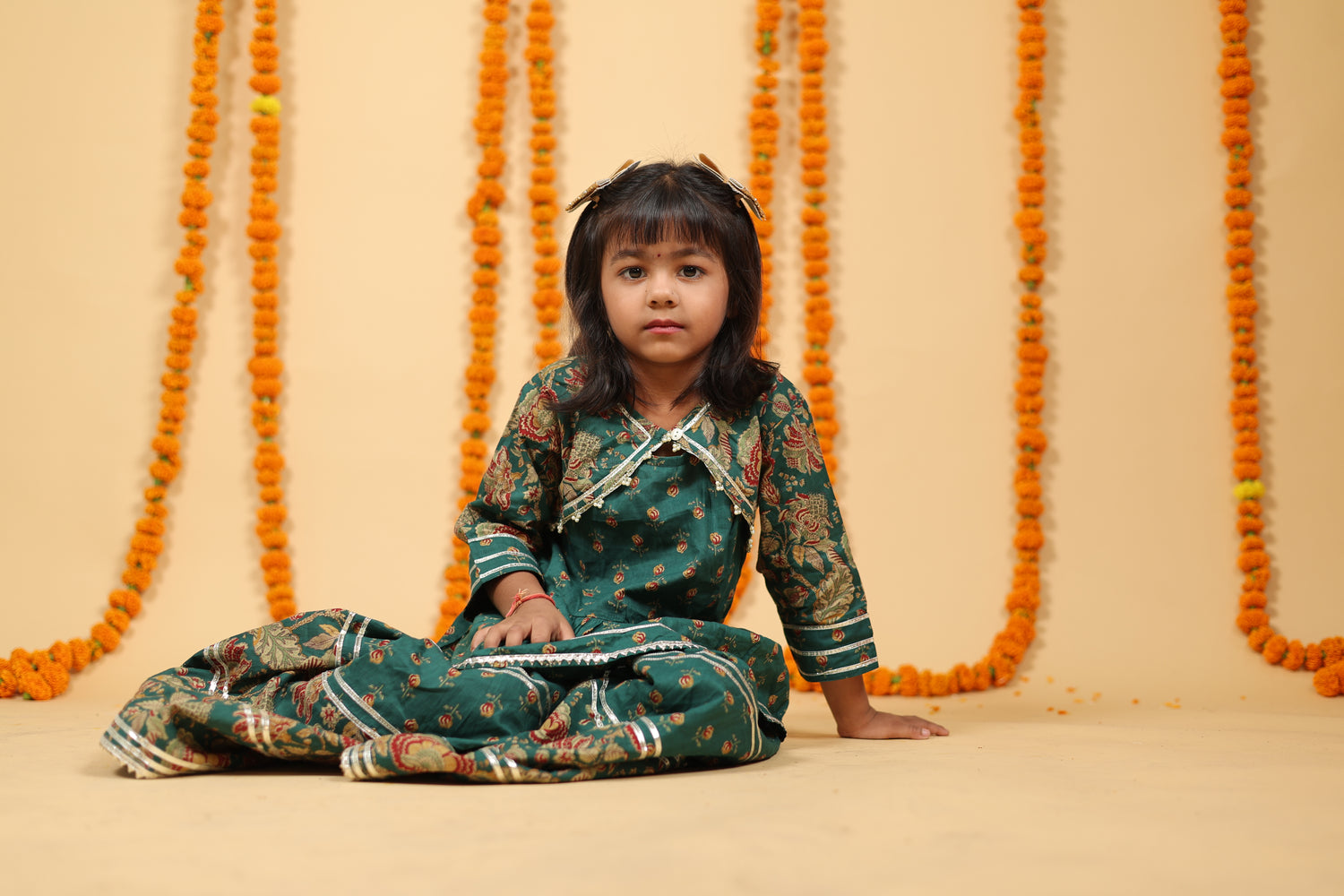 Emerald Green Kurta Plazo Set with Koti Style Cut