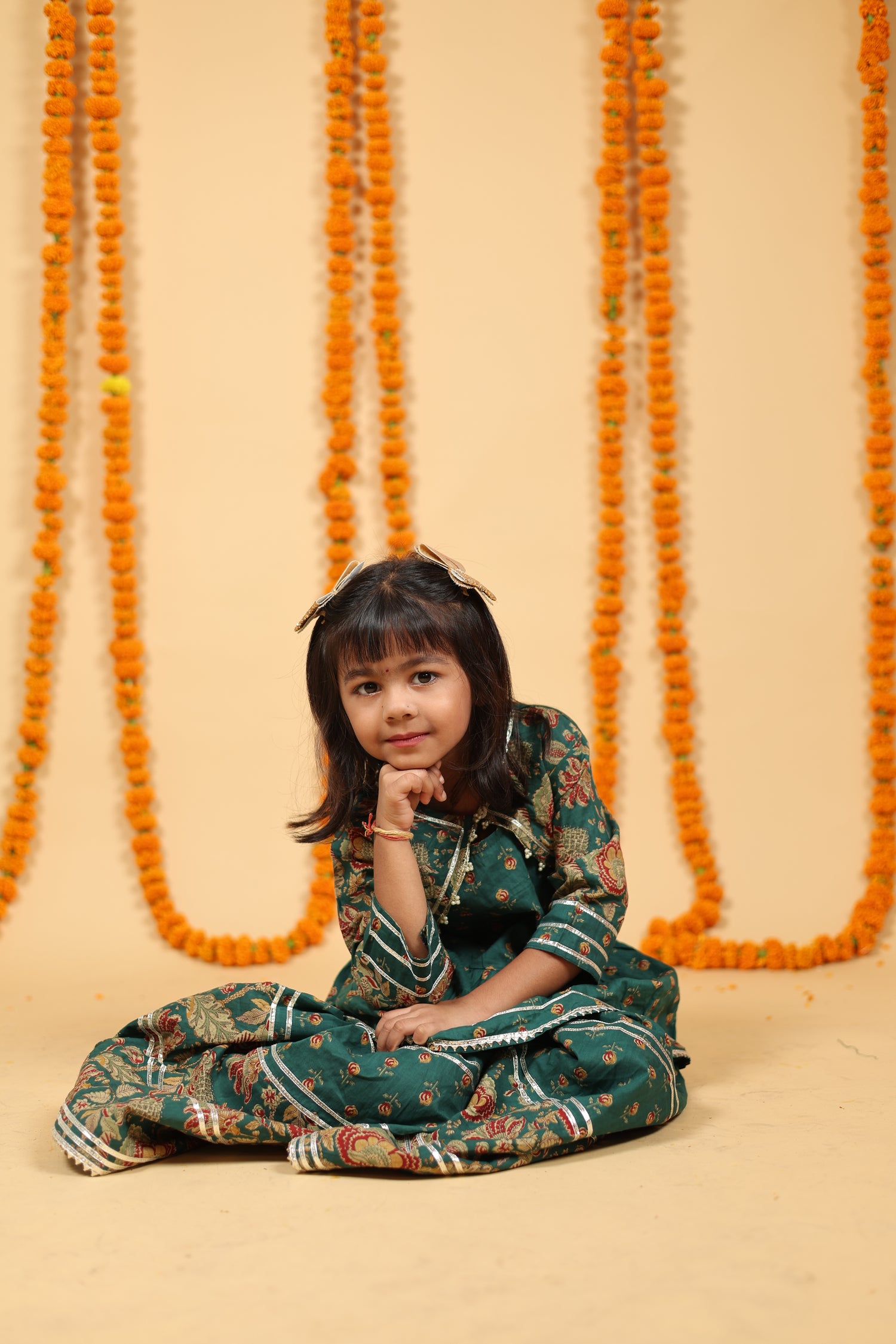 Emerald Green Kurta Plazo Set with Koti Style Cut