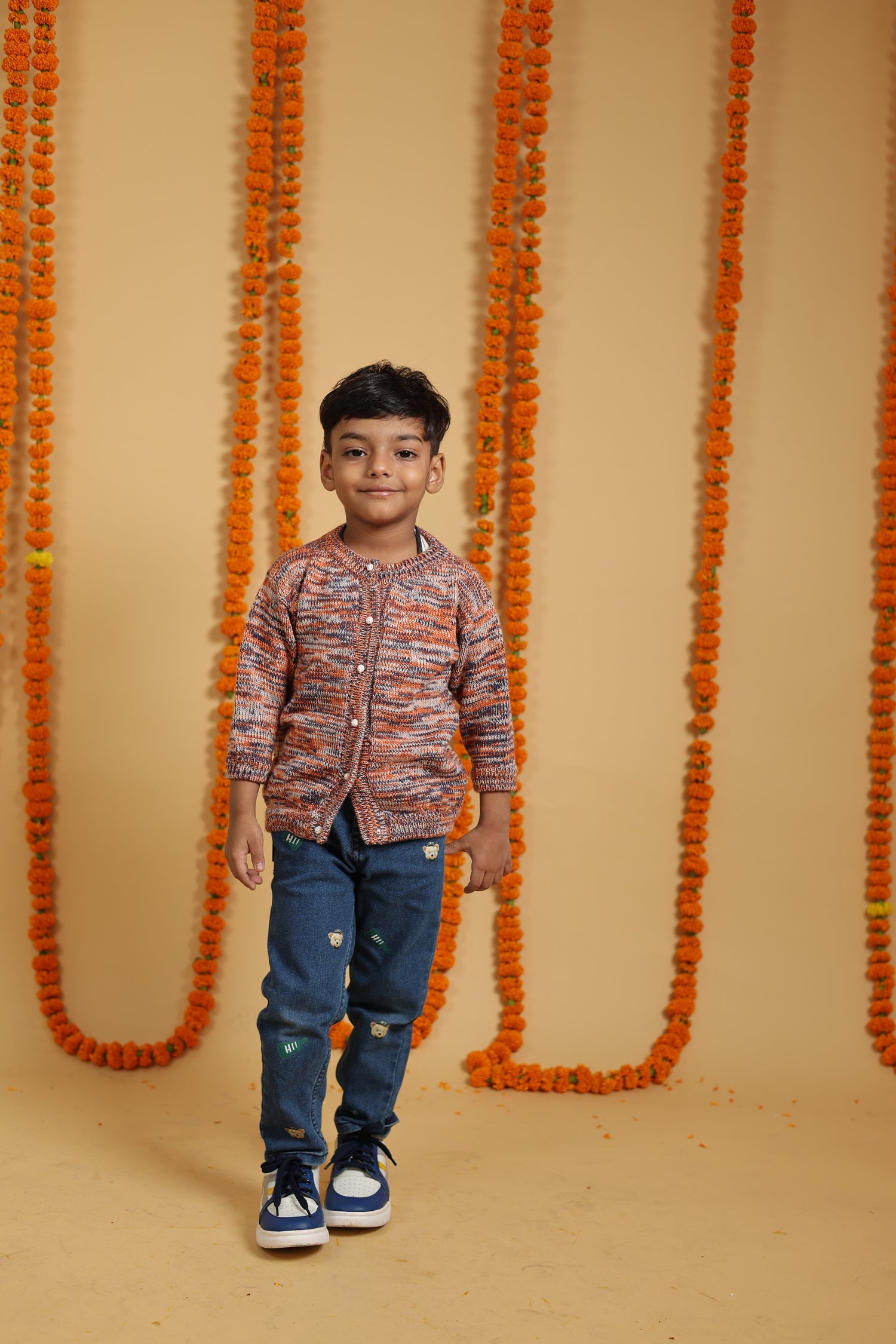 Playful Mélange Herb Dyed Pure Merino Wool Cardigan