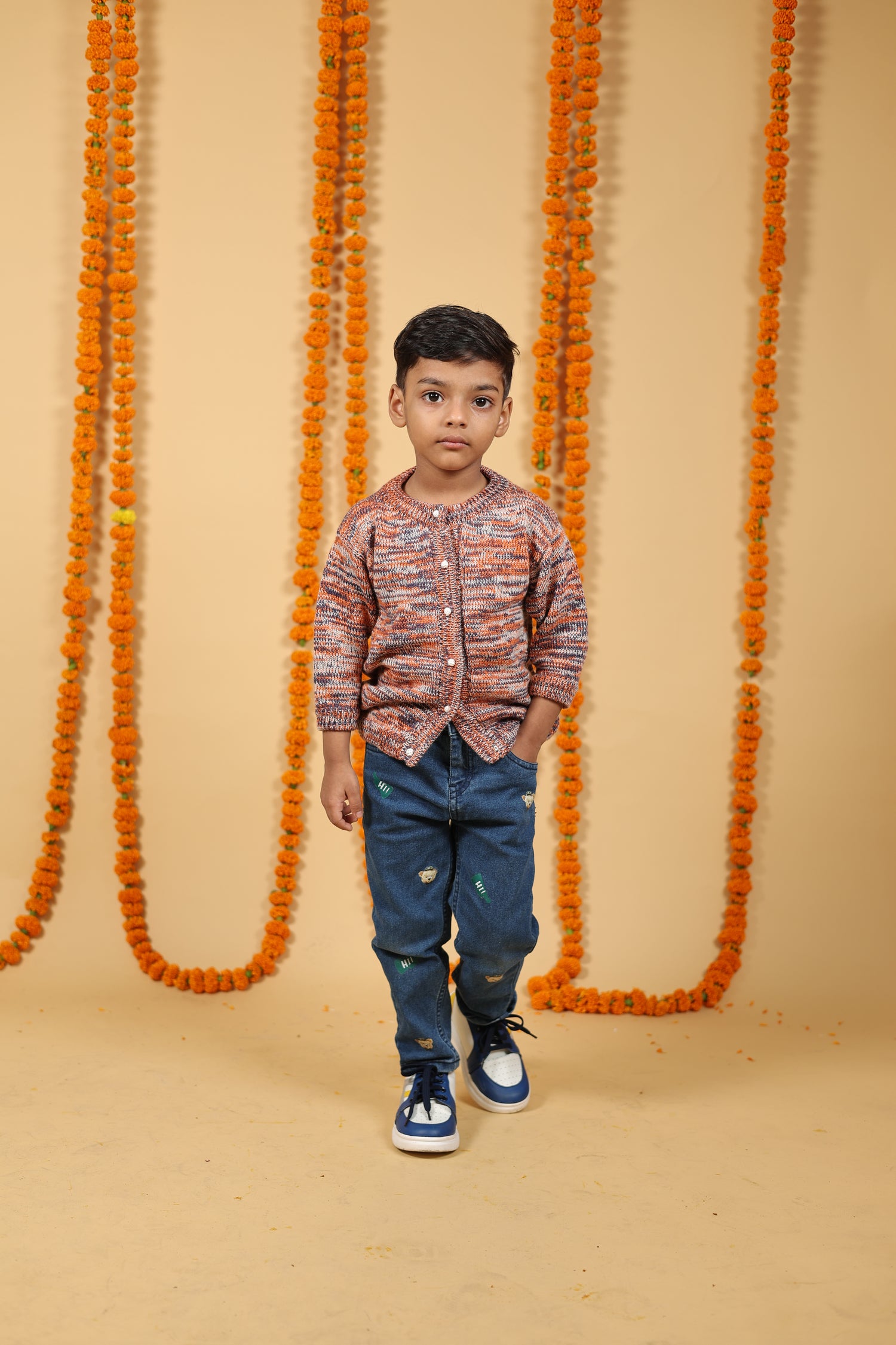 Playful Mélange Herb Dyed Pure Merino Wool Cardigan