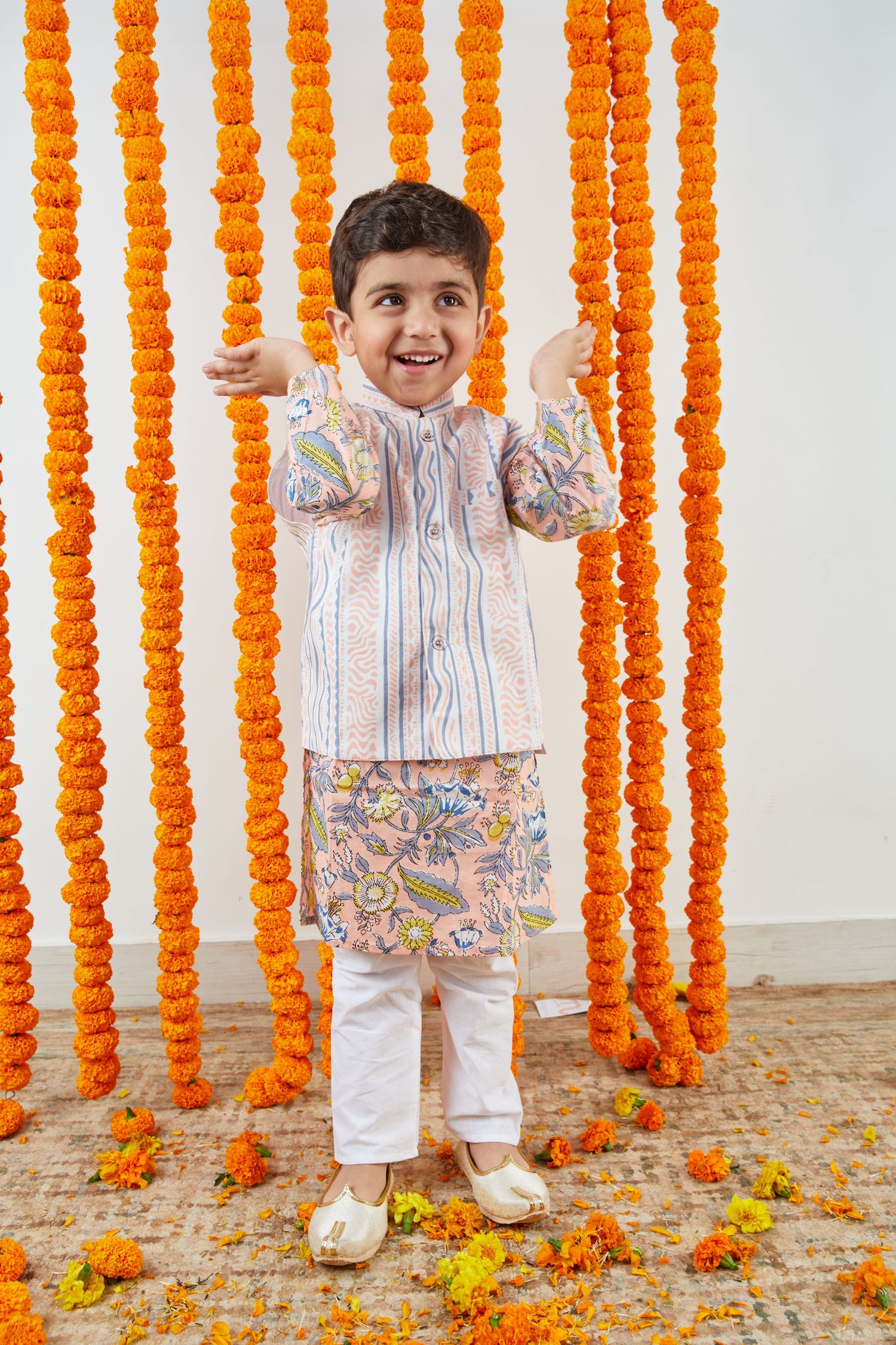 Tribal Floral Coordinating Jacket, Kurta & Pajama