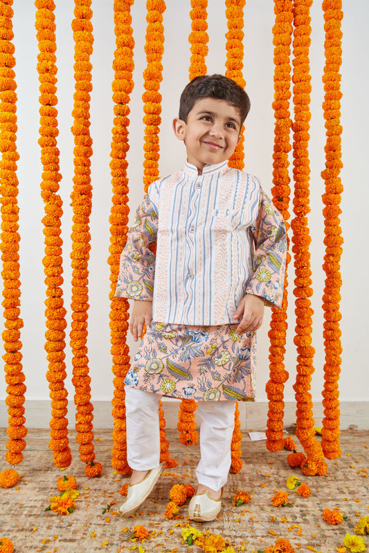 Tribal Floral Coordinating Jacket, Kurta & Pajama