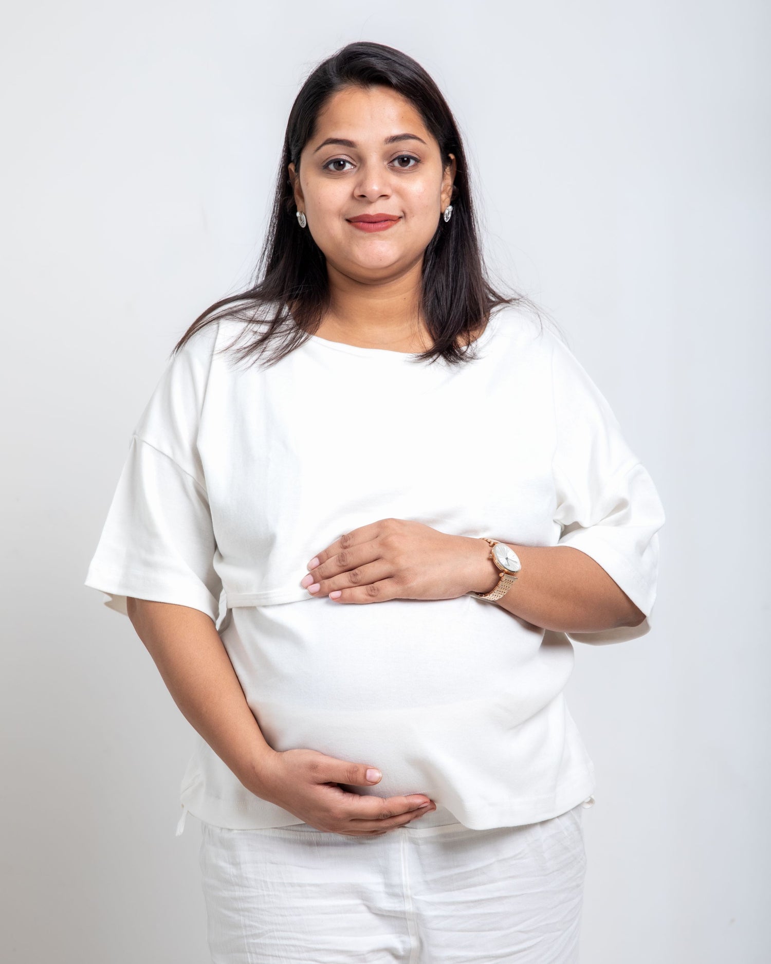 White Drop-shoulder Top Blends