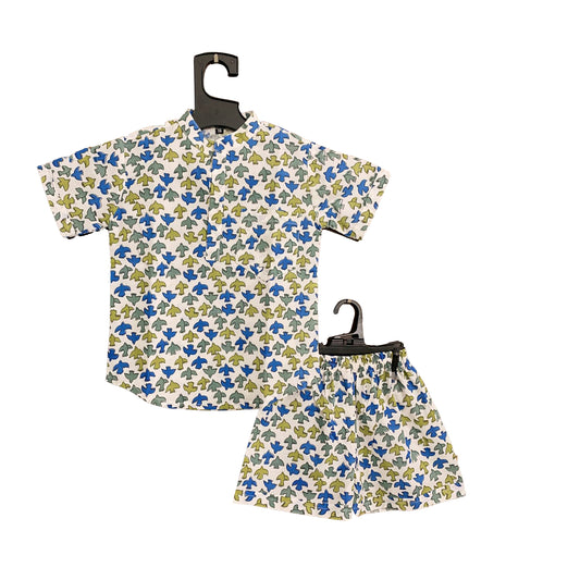 Birdie Birds Hand Block Printed Shirt and Short Co-ord Set