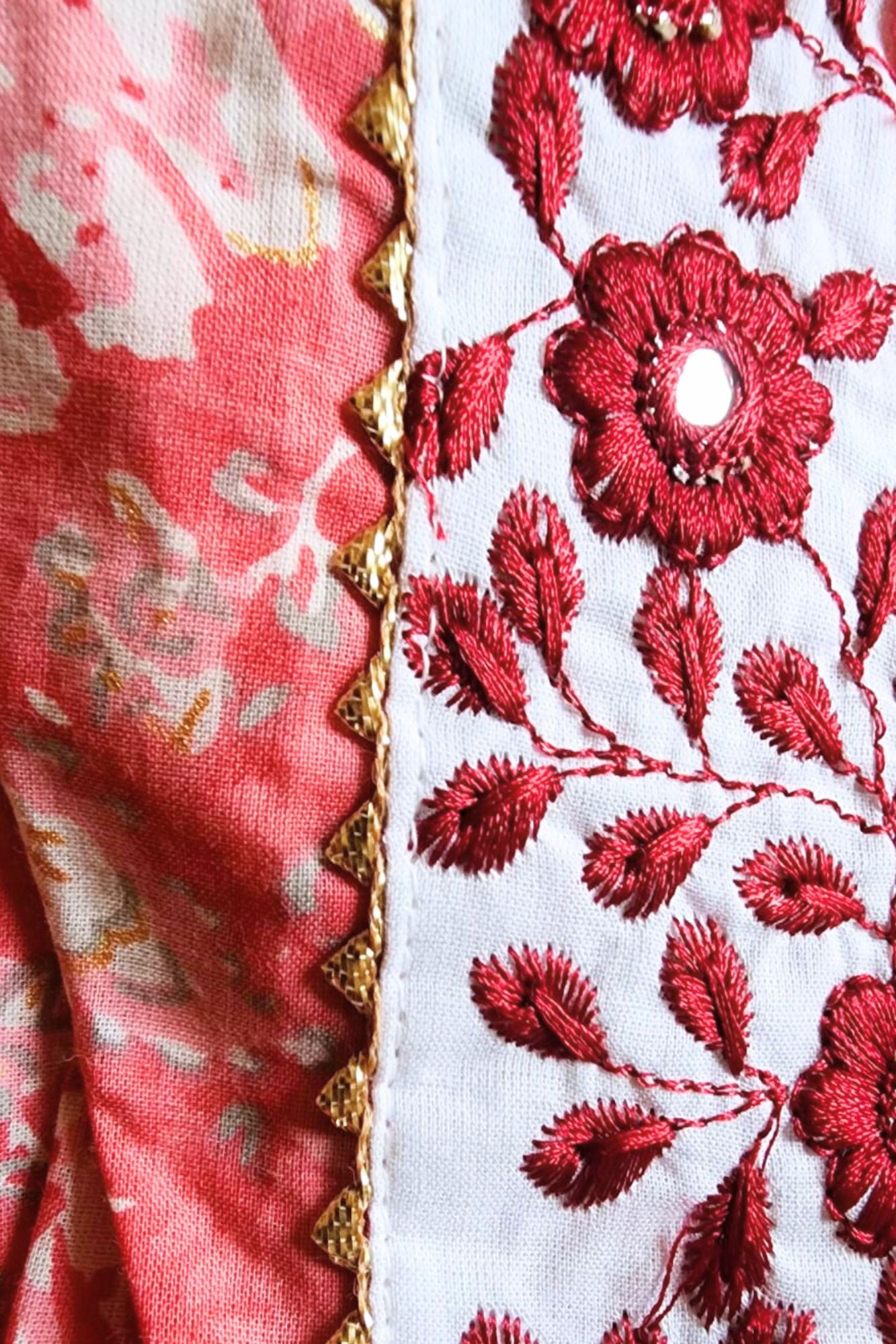 Floral Bubblegum Pink Embroided & Printed Sharara Suit Set