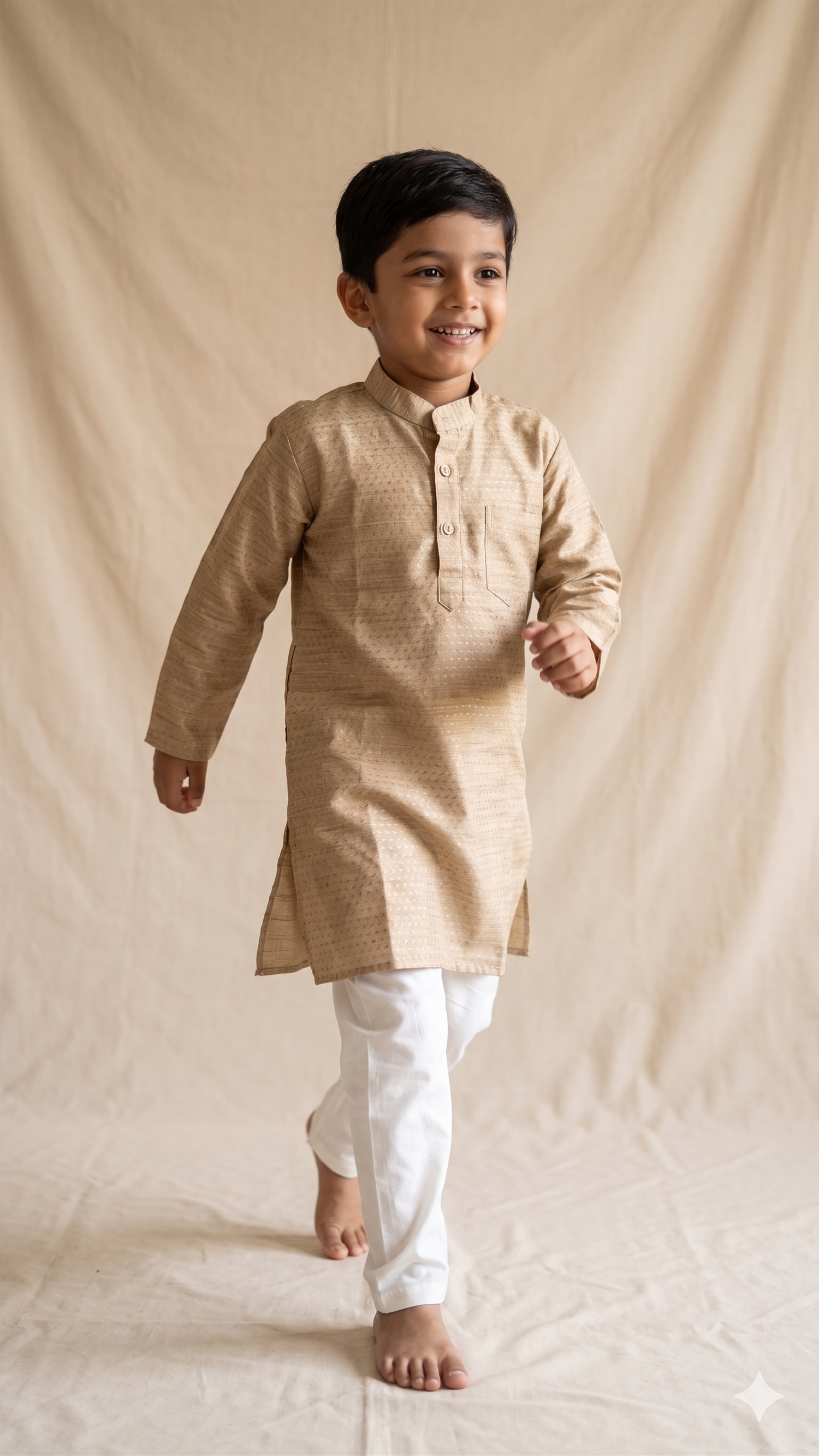 Woven Silk Kurta with Cotton Pyjama Set