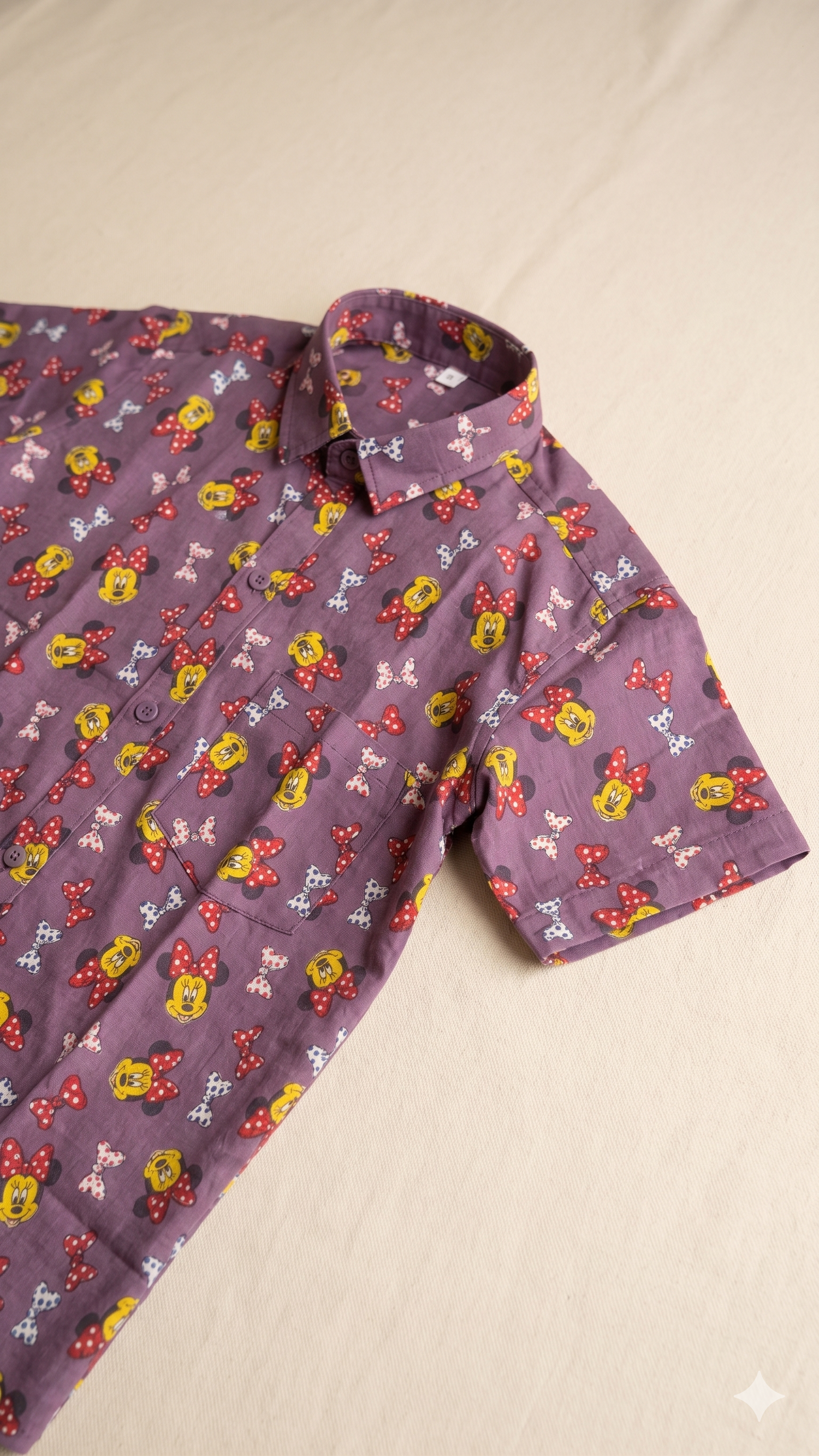 Cartoon Character Bow Print Short-Sleeve Shirt