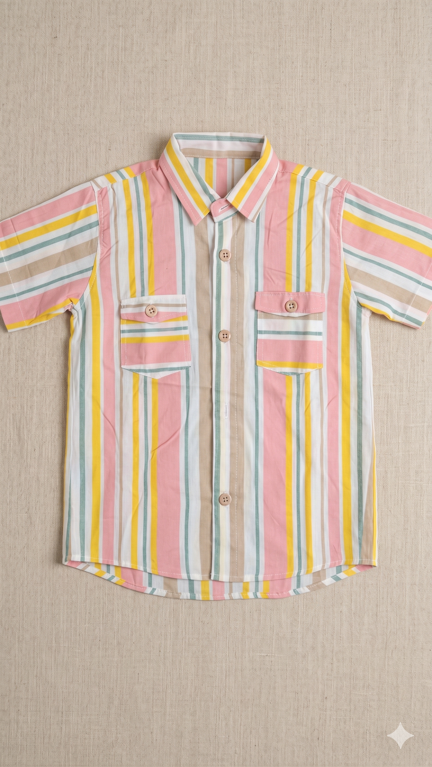 Pastel Rainbow Stripe Short-Sleeve Shirt