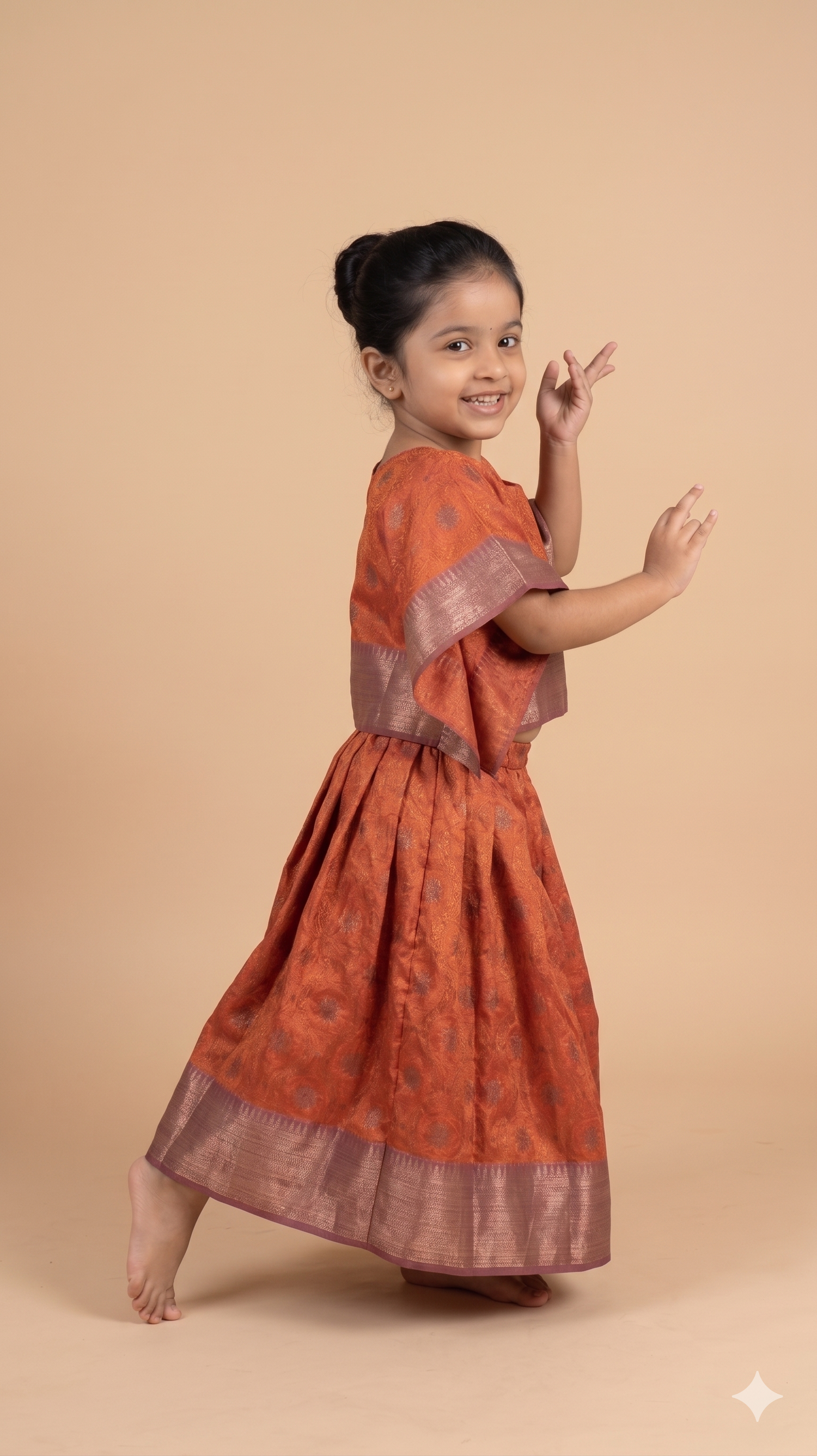 Ember Gold Silk Kaftan Top & Skirt Set