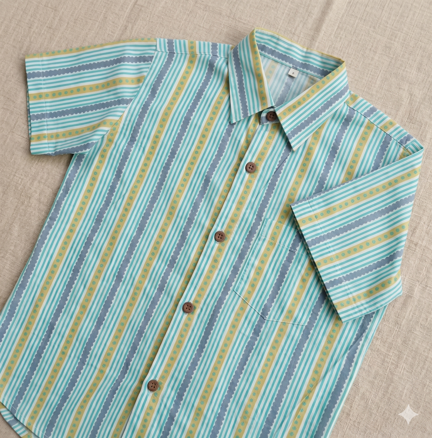 Pastel Stripe Print Short-Sleeve Shirt