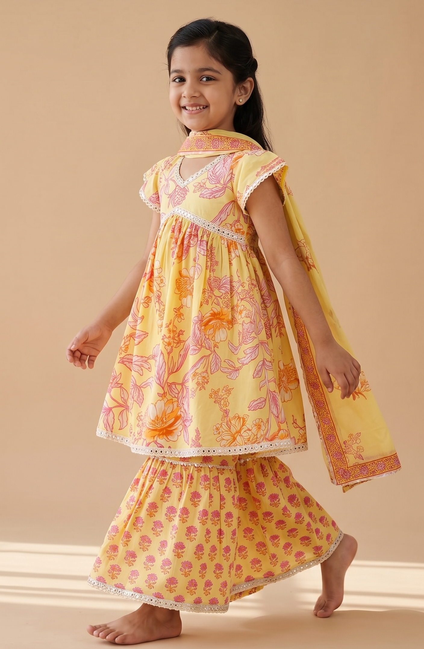 Pili Rasam Kurta Sharara Set with Dupatta