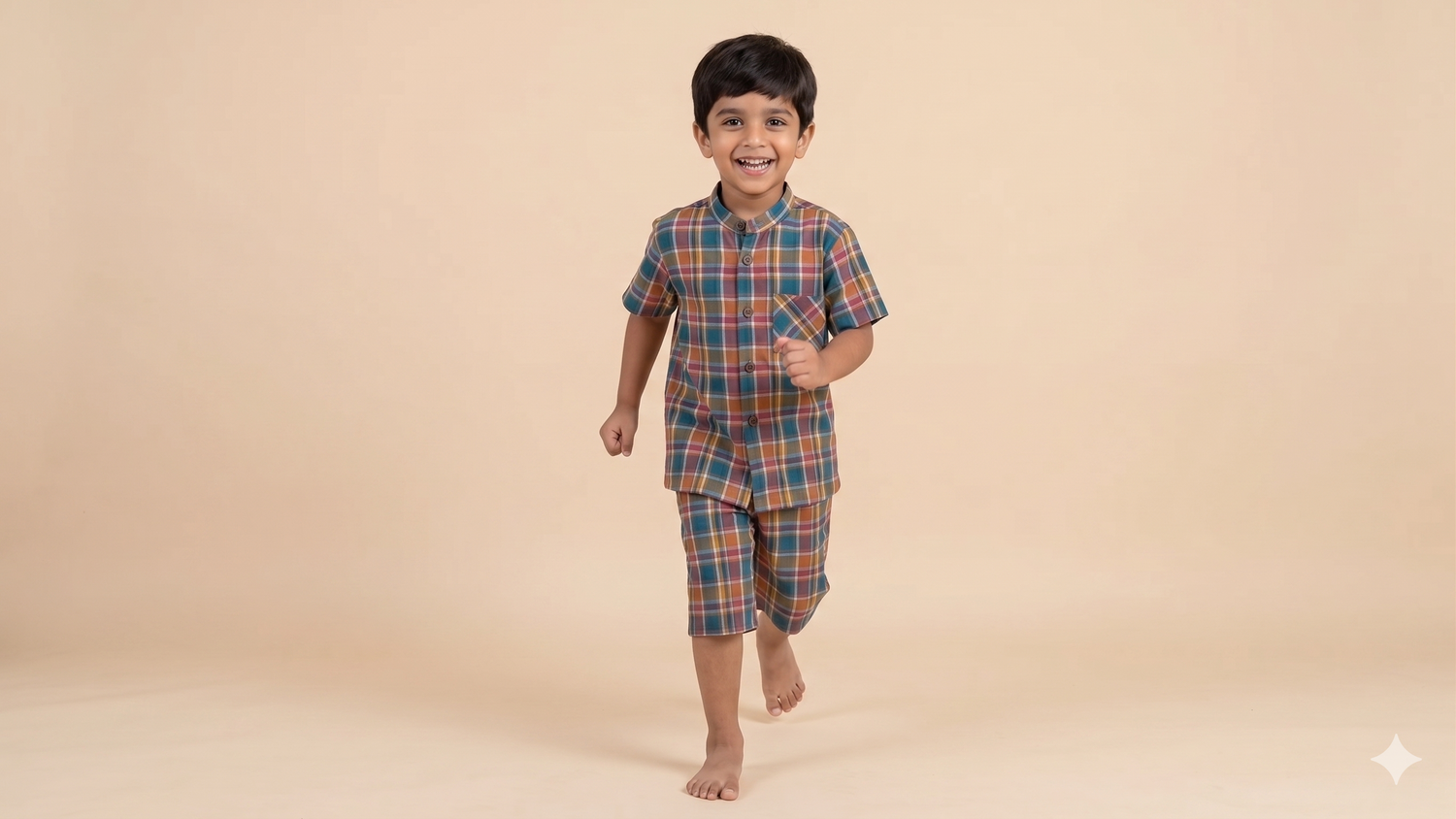 Multicolor Woven Madras Check Cotton Shirt and Shorts Co-ord Set