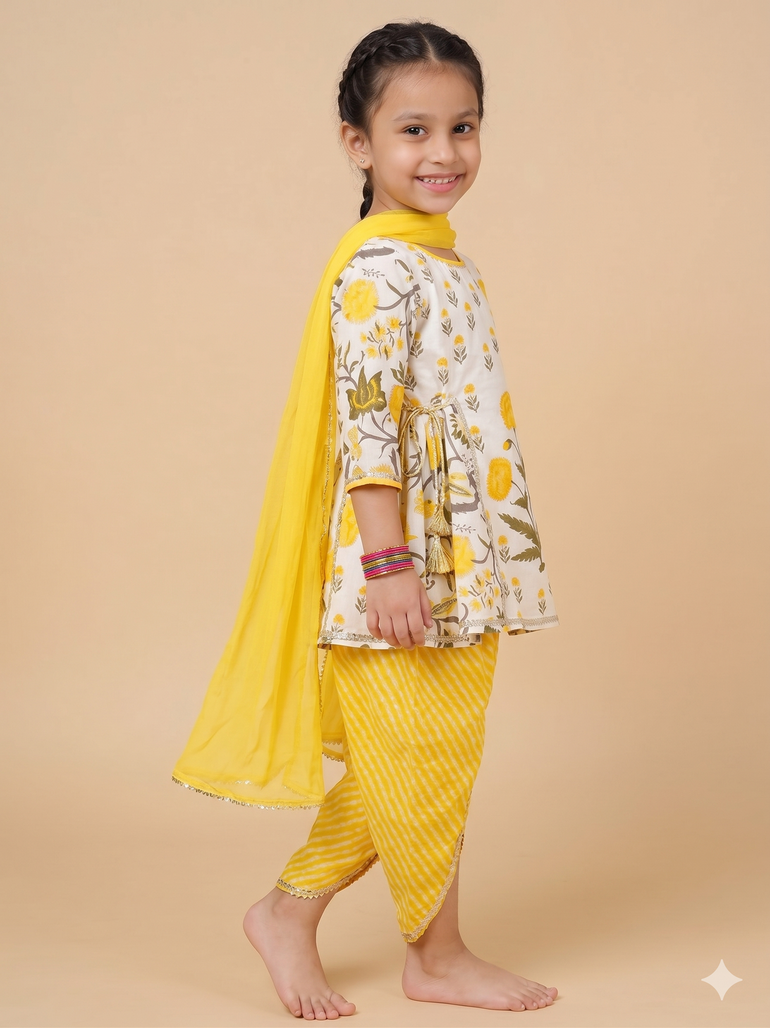 Genda Phool Dhoti Kurta Set with Dupatta