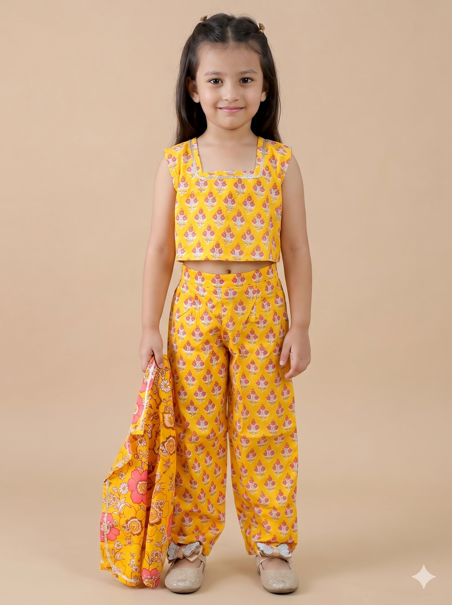 Mornings in Mustard Cotton Three Piece Coord Set
