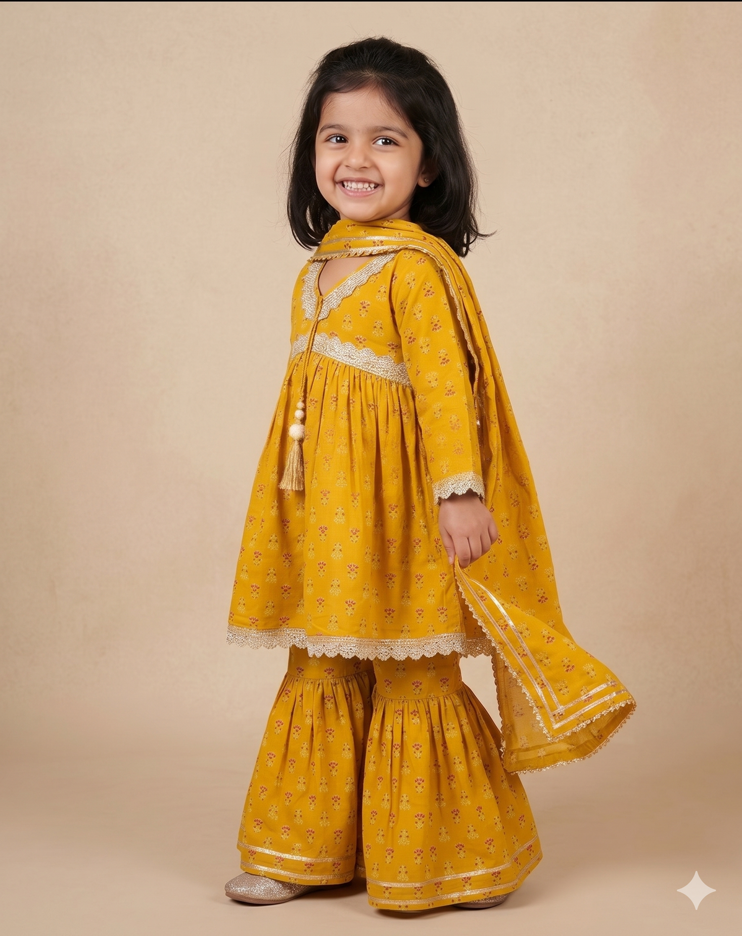 Mustard Yellow Nyra Cut Sharara Set