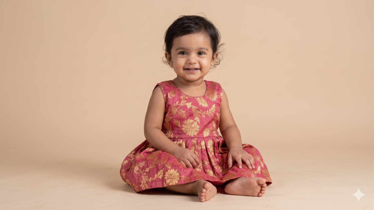 Peachy Brocade Frock