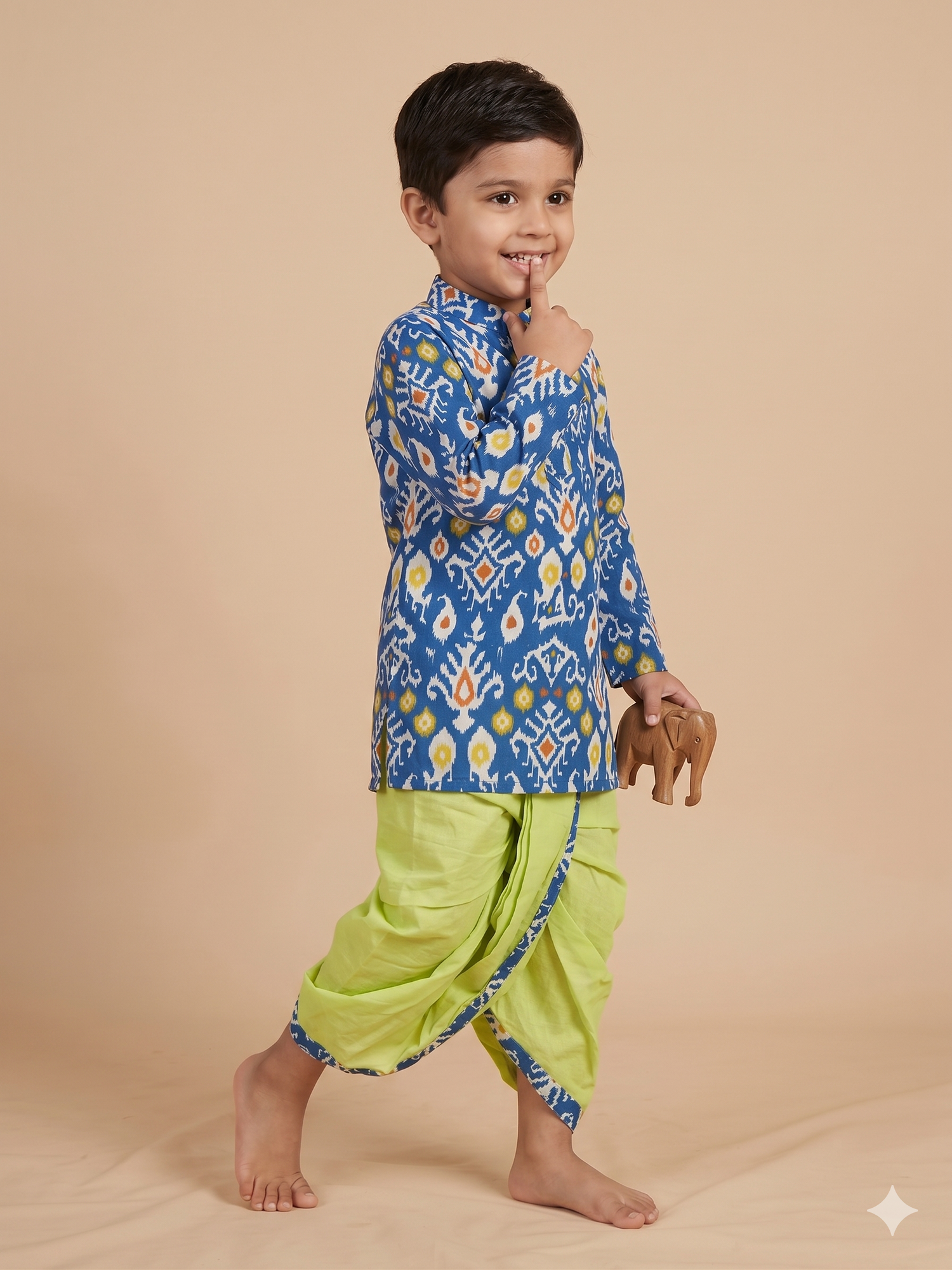 Ikat inspired Print Kurta with Dhoti Set