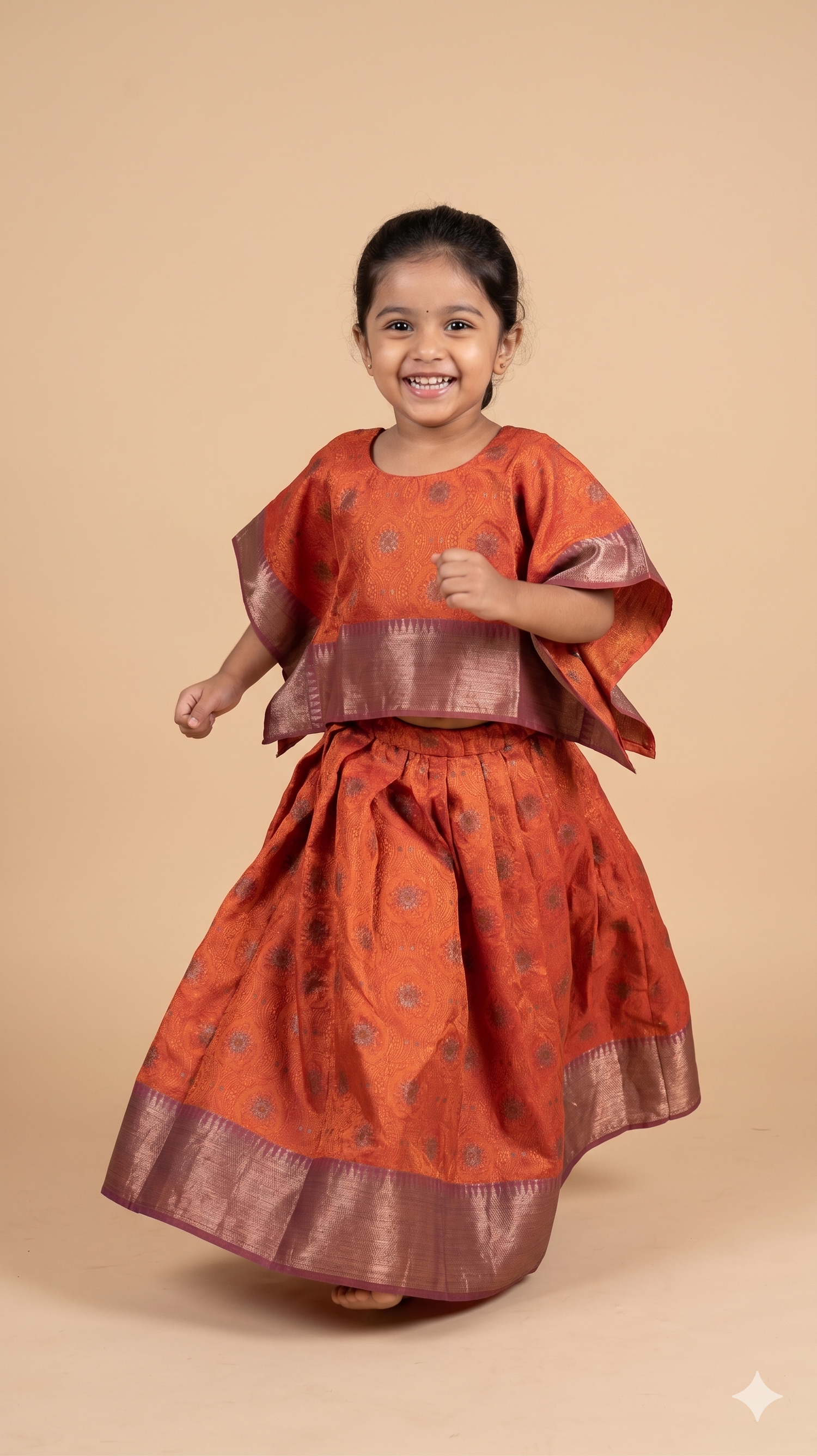 Ember Gold Silk Kaftan Top & Skirt Set
