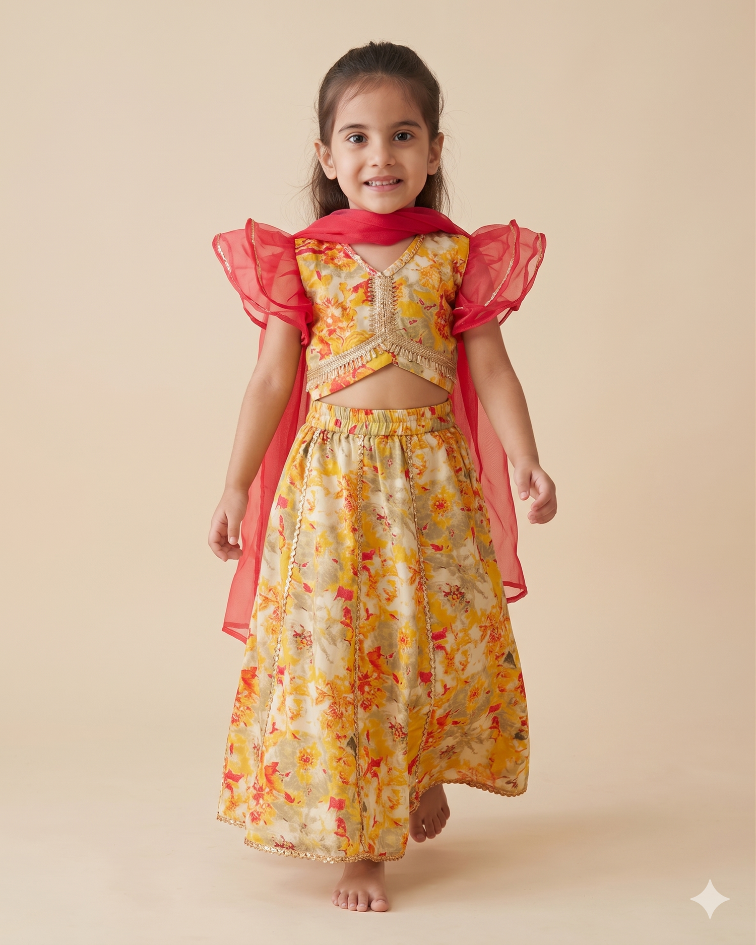 Surkh Savera Lehenga Choli Set with Dupatta