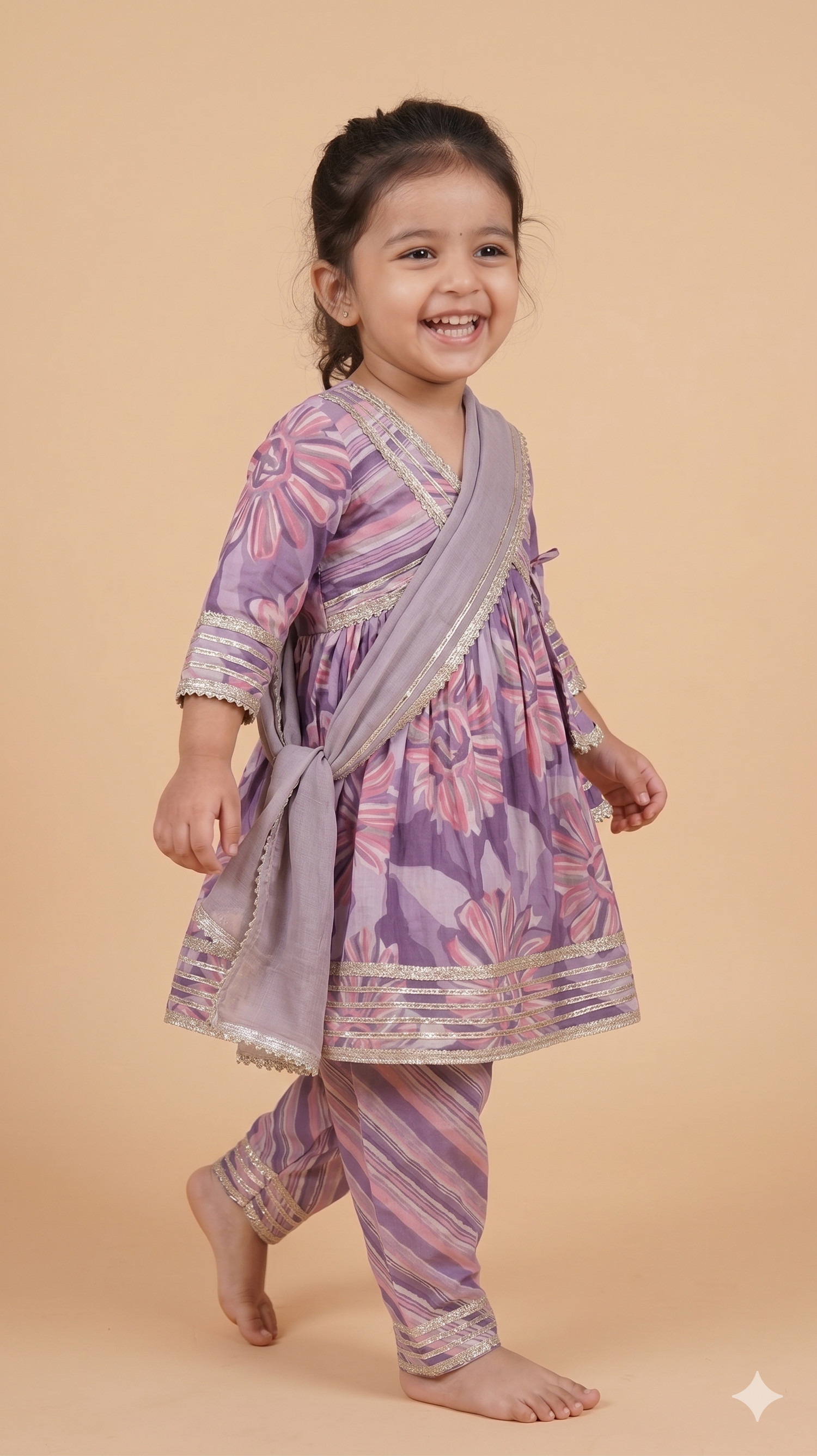Lilac Blooms Angrakha Dhoti Set