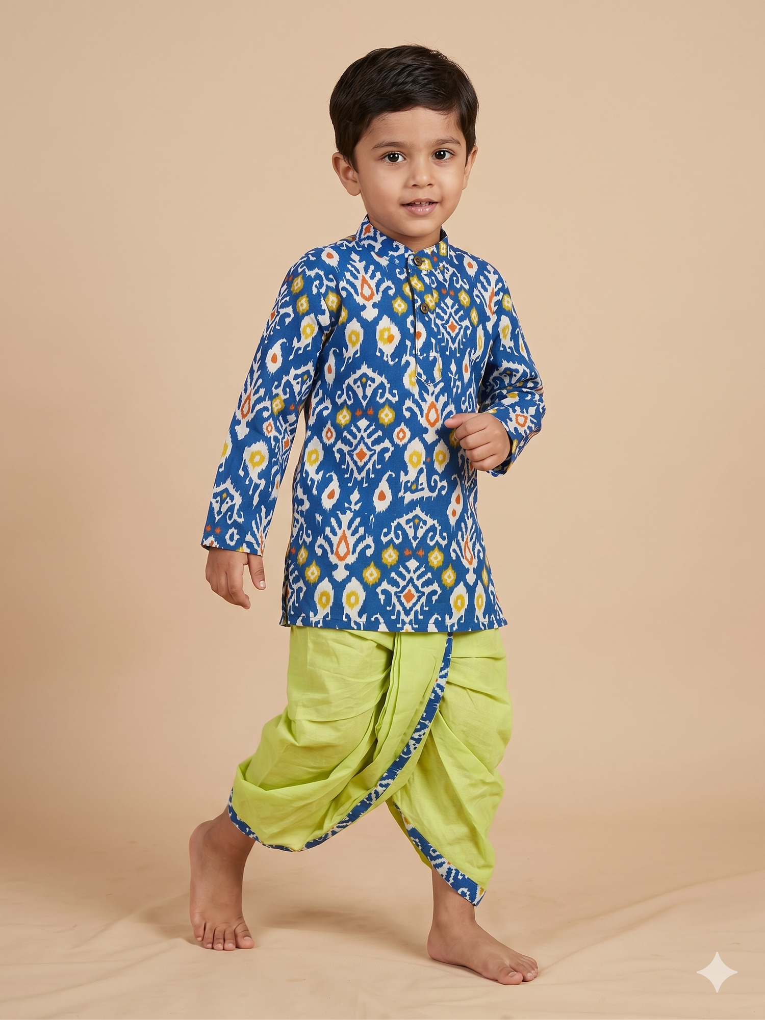 Ikat inspired Print Kurta with Dhoti Set