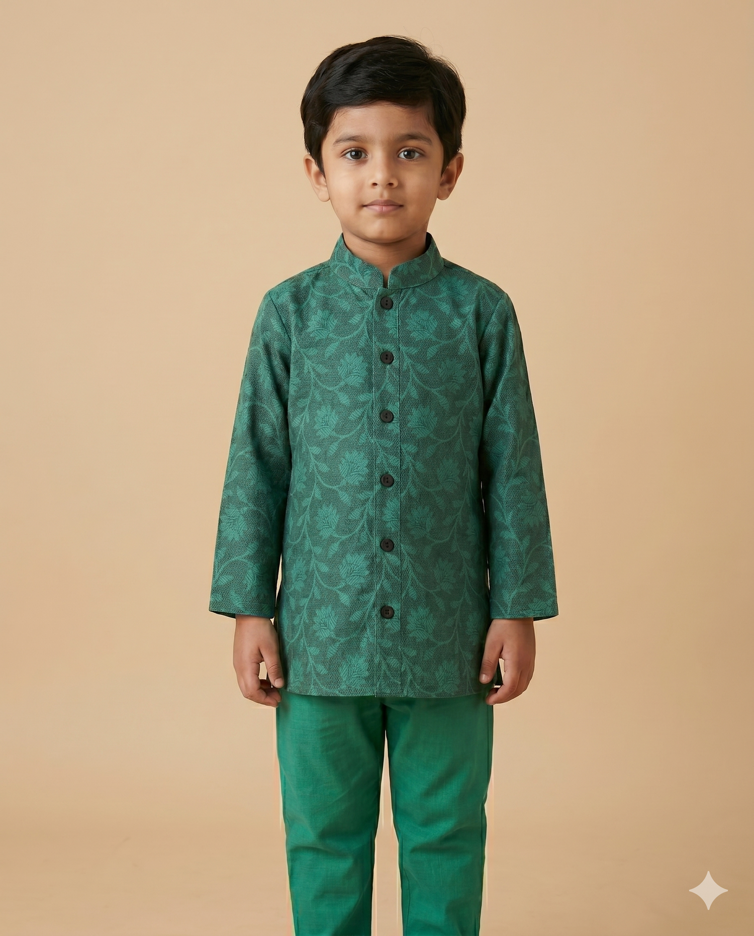 Aranya Emerald Jacquard Kurta Set