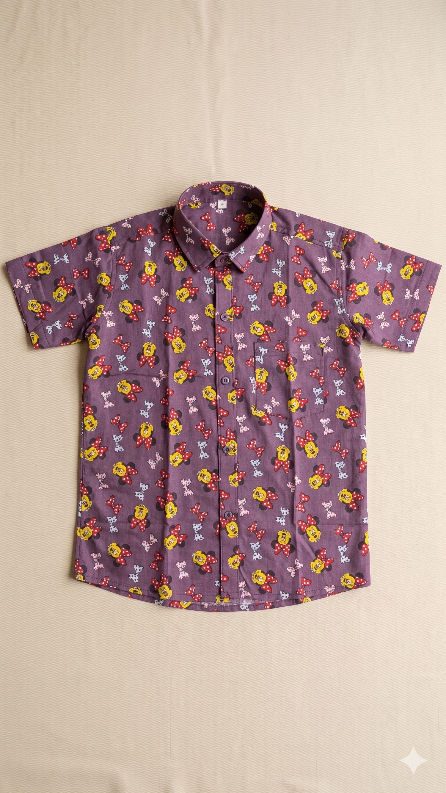 Cartoon Character Bow Print Short-Sleeve Shirt