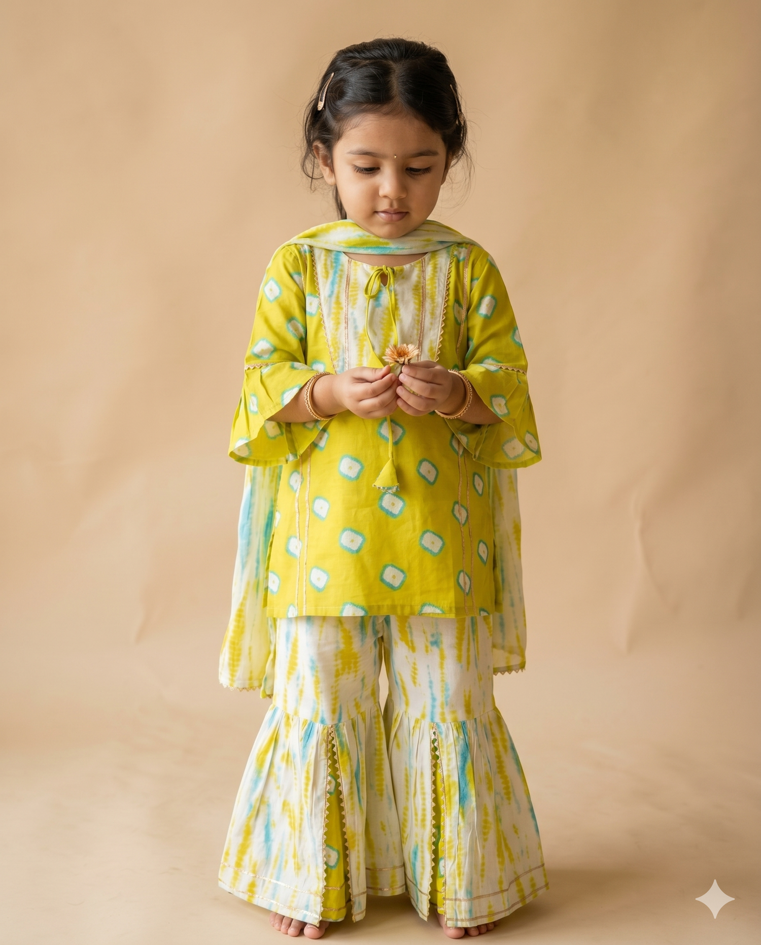 Kachha Aam Tie & Dye Sharara Suit Set