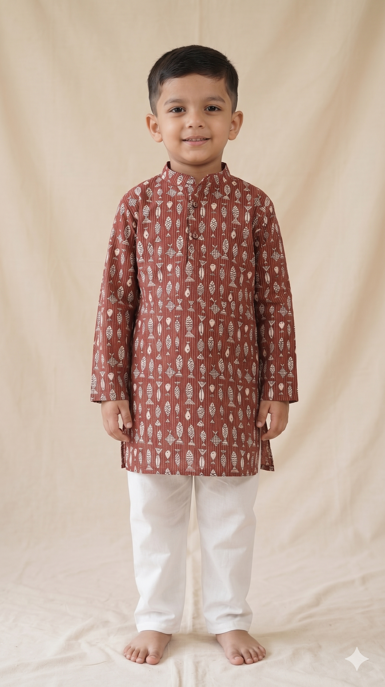 Machli Wala Block Print Kurta Pyjama Set