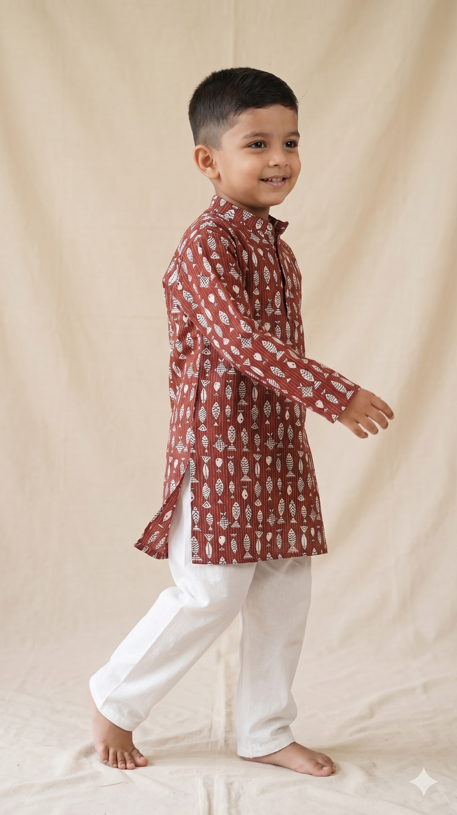 Machli Wala Block Print Kurta Pyjama Set