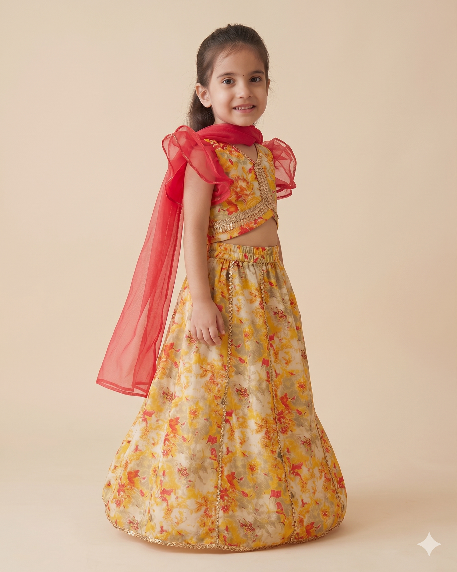 Surkh Savera Lehenga Choli Set with Dupatta