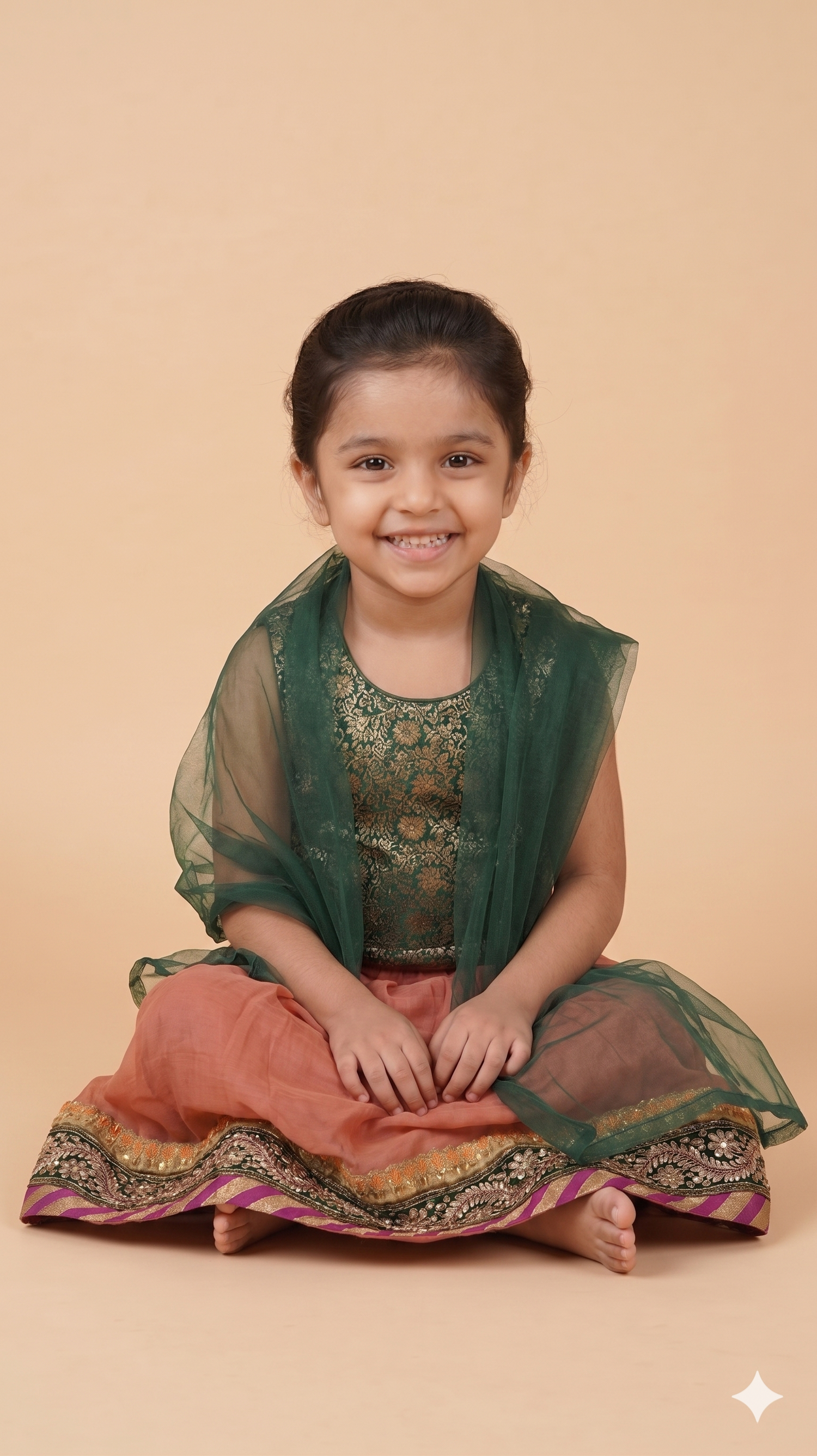 Dusty Rose & Emerald Lehenga Set