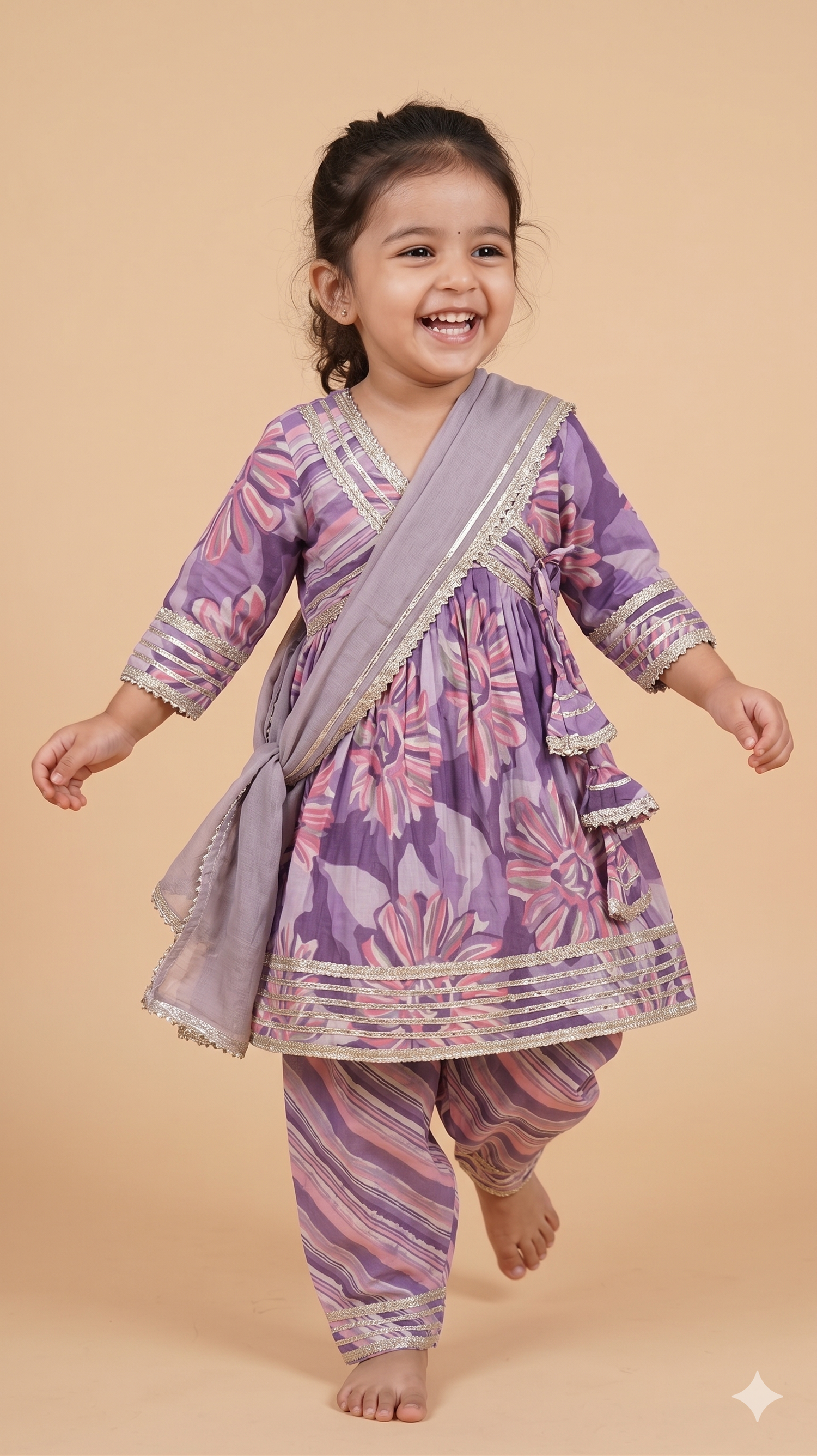 Lilac Blooms Angrakha Dhoti Set