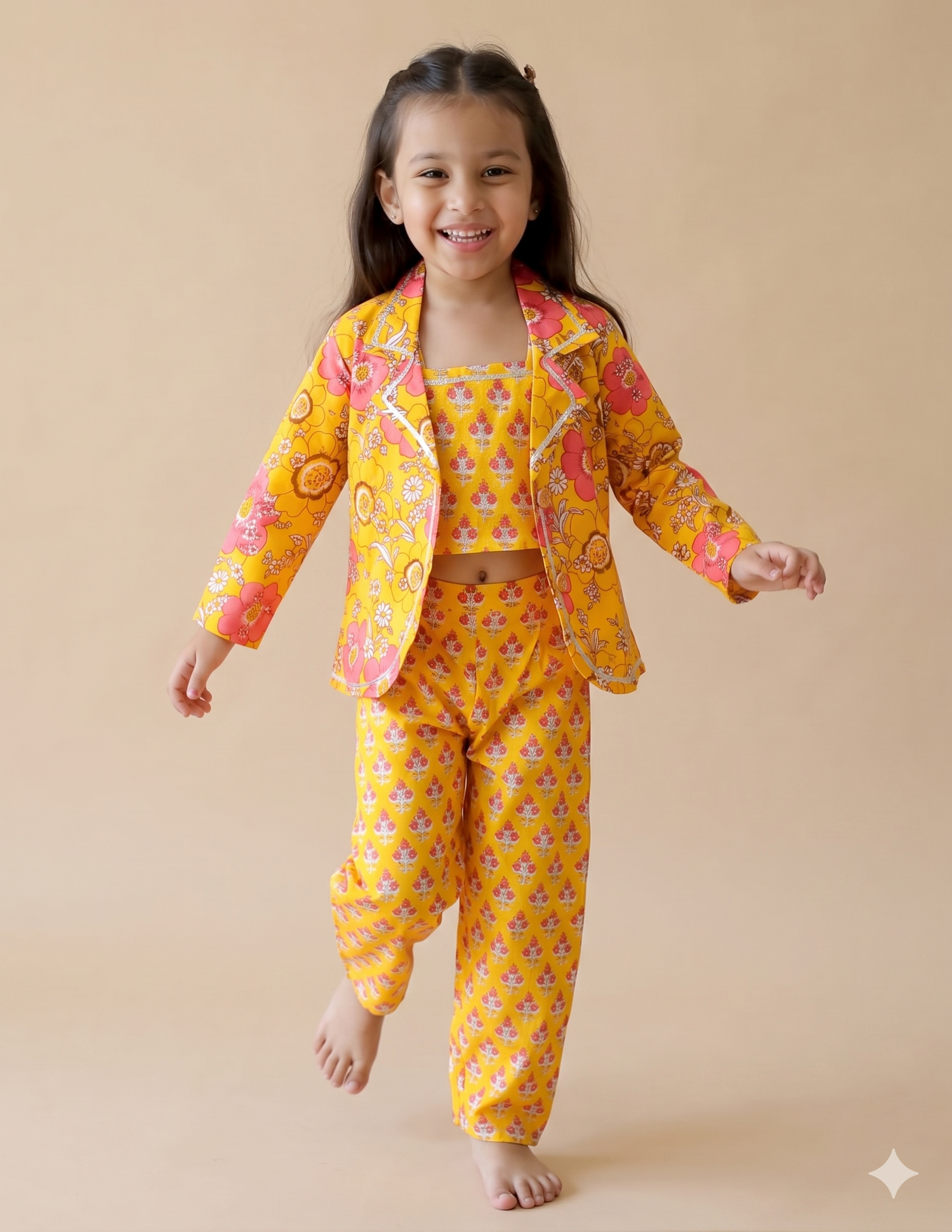 Mornings in Mustard Cotton Three Piece Coord Set