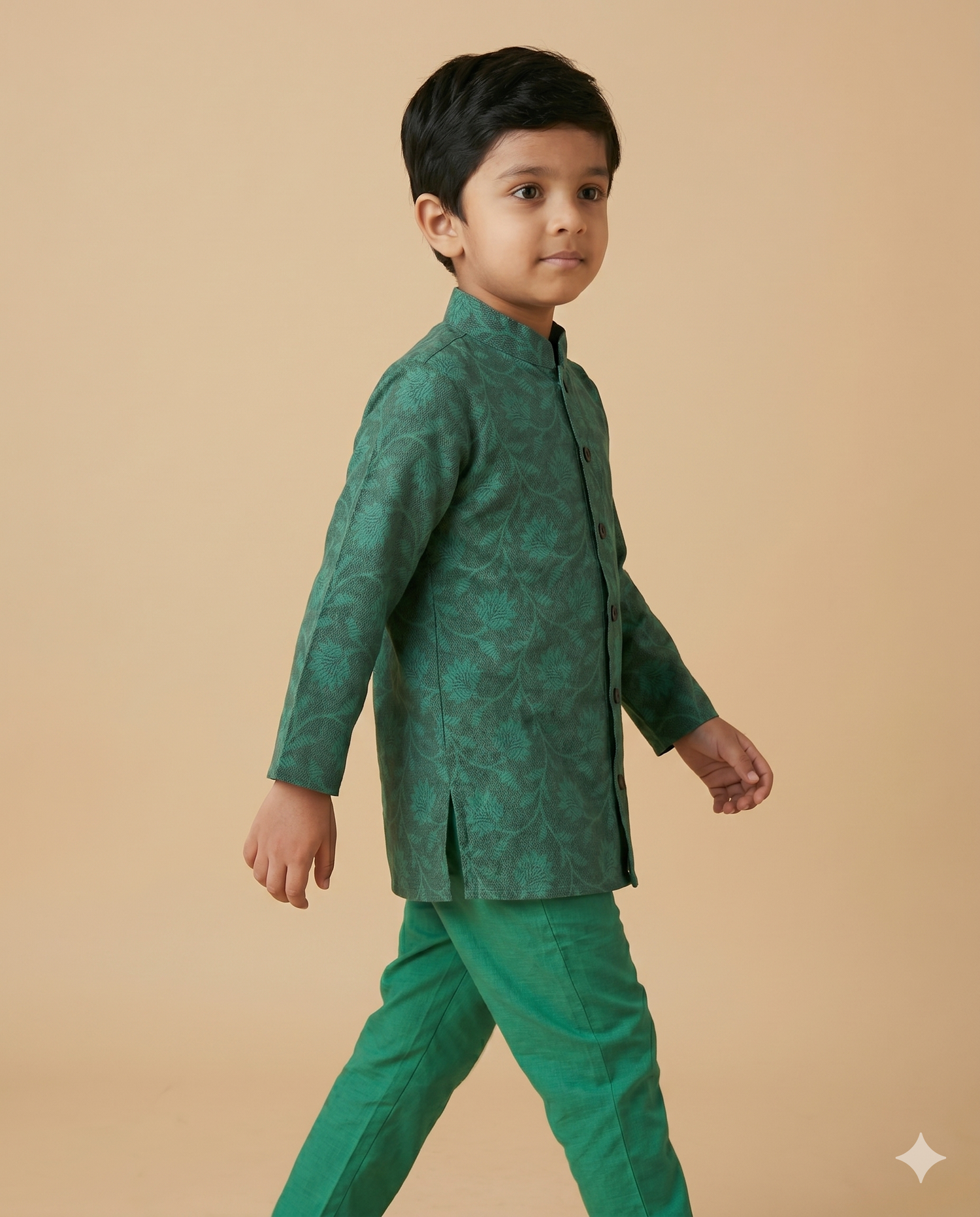 Aranya Emerald Jacquard Kurta Set