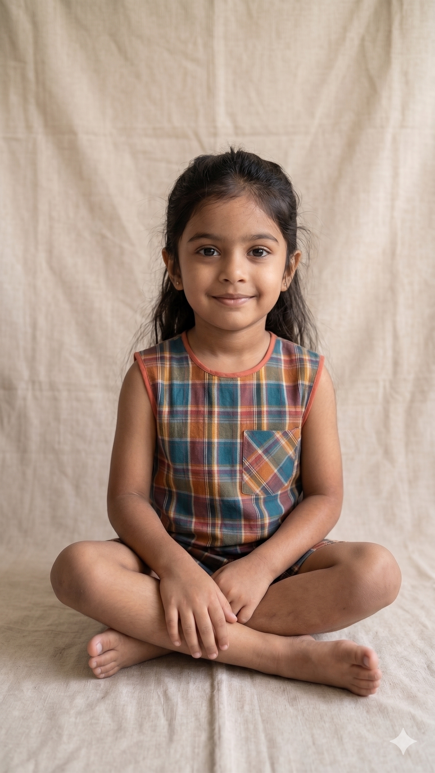 Multicolor Woven Madras Check Cotton Sleeveless Tee and Shorts Co-ord Set
