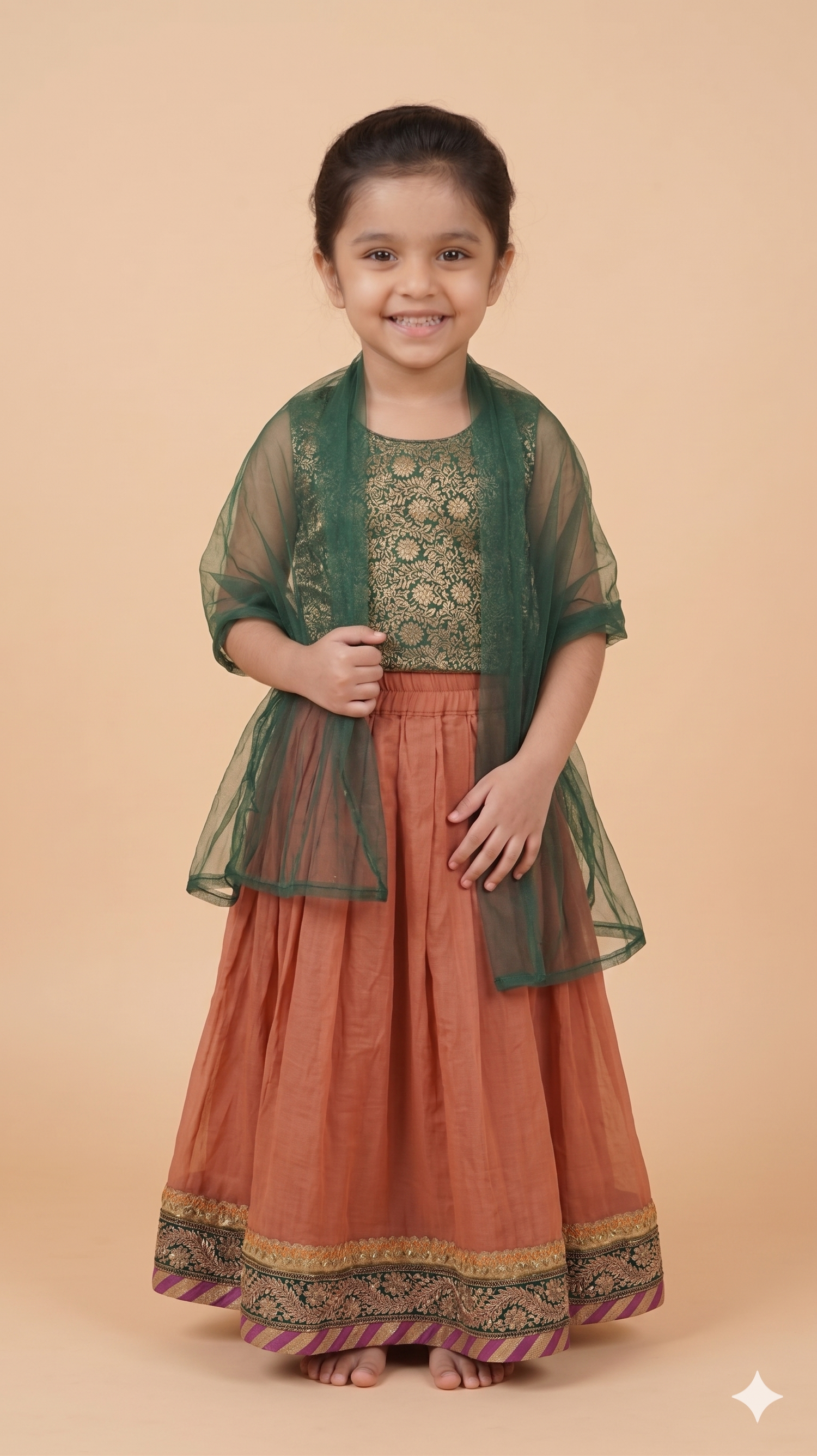 Dusty Rose & Emerald Lehenga Set