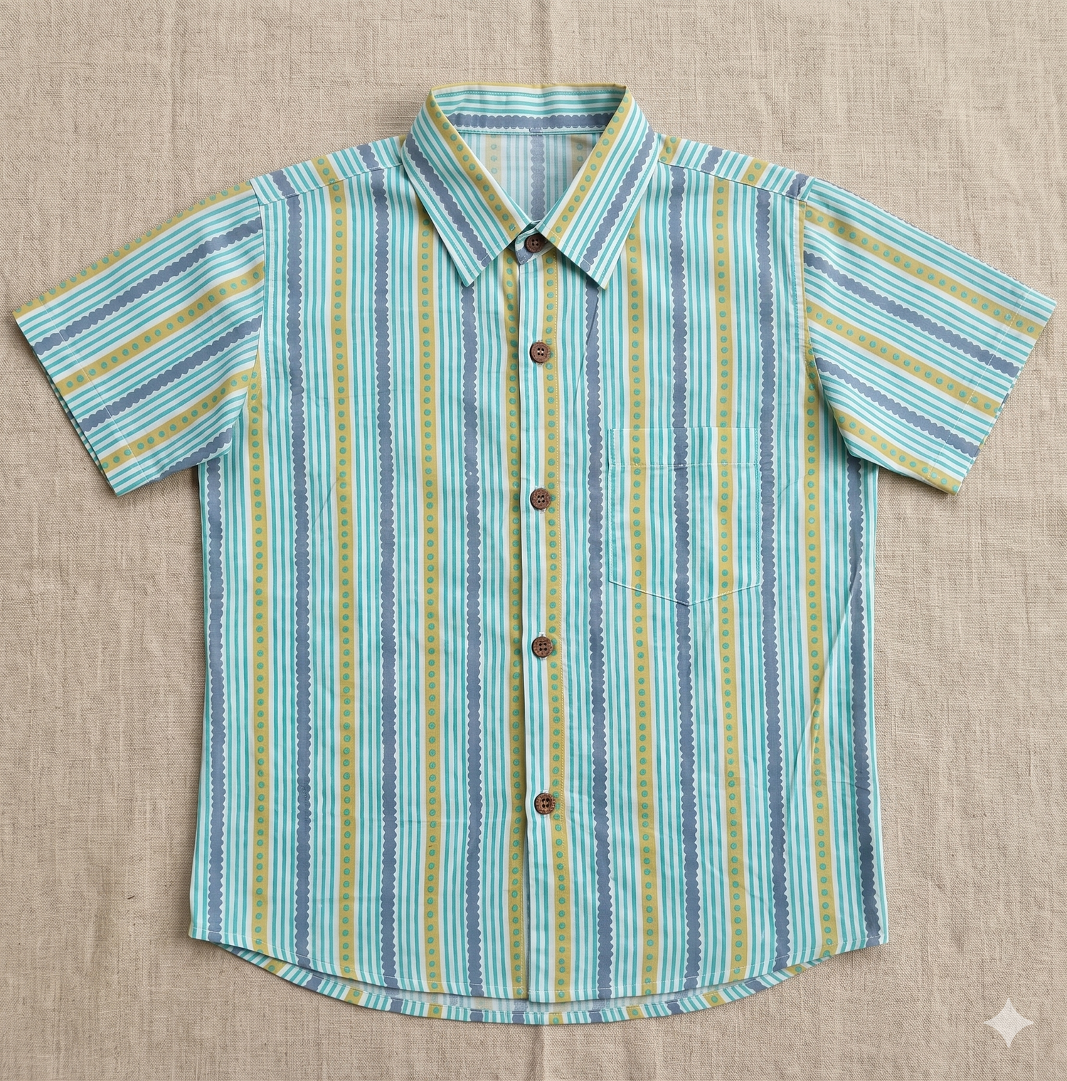 Pastel Stripe Print Short-Sleeve Shirt