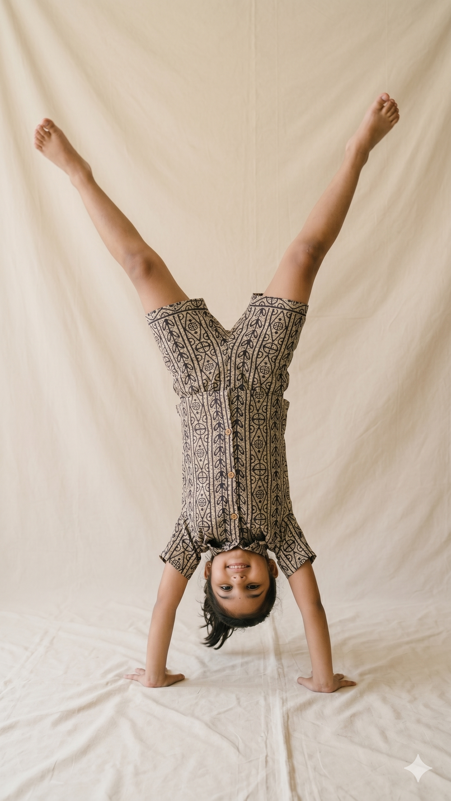 Natural Dabu Block Print Geometric Stripe Cotton Shirt and Shorts Co-ord Set