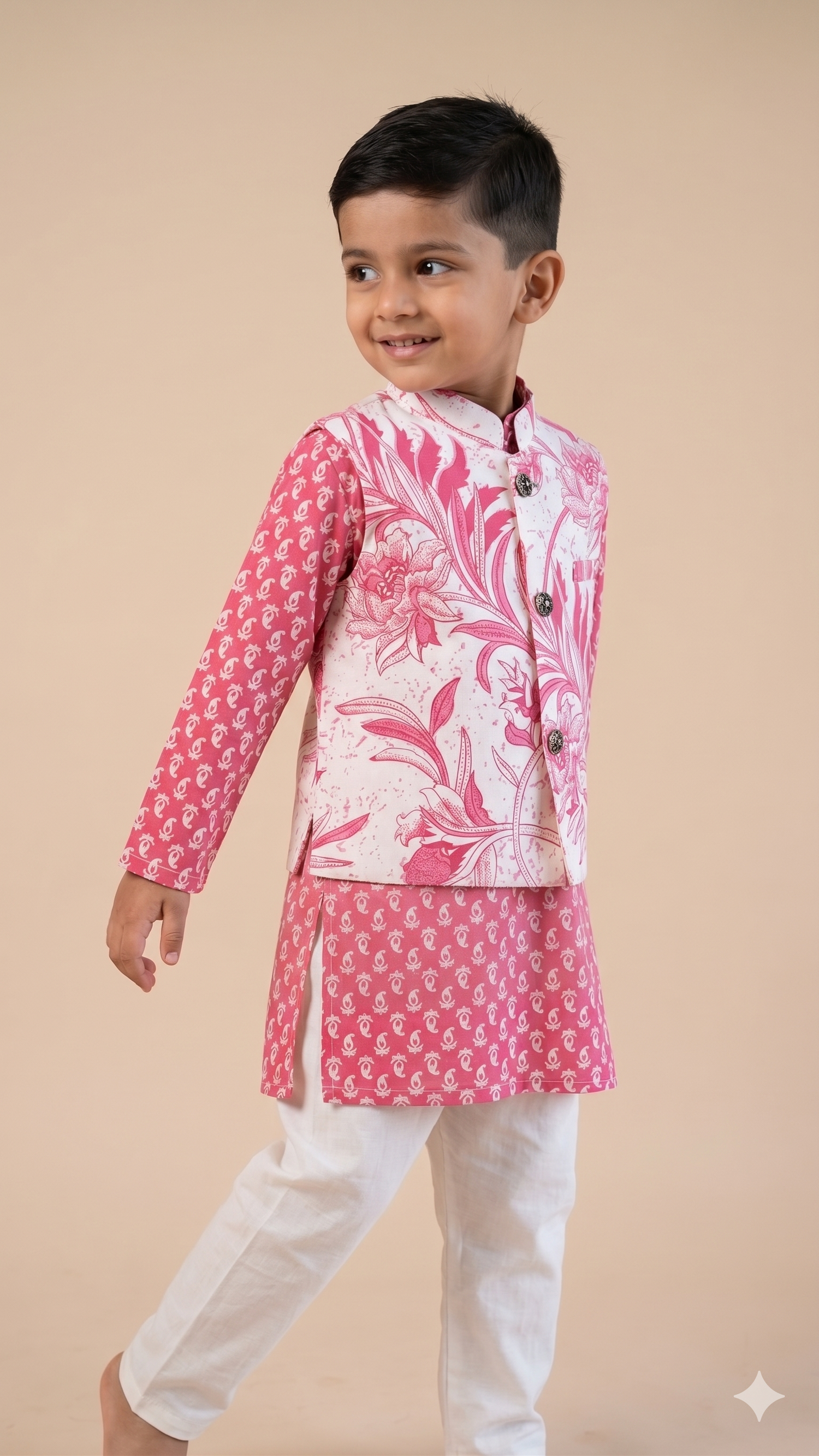 Baagh-e-Noor Pink Jacket Kurta Pyjama Set