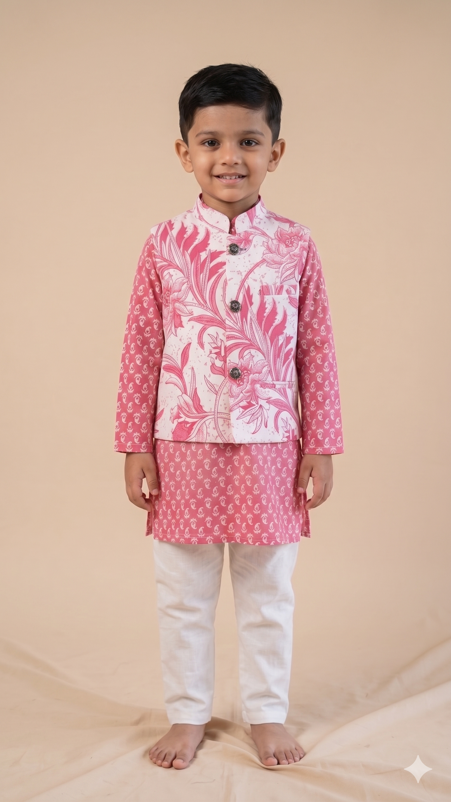 Baagh-e-Noor Pink Jacket Kurta Pyjama Set