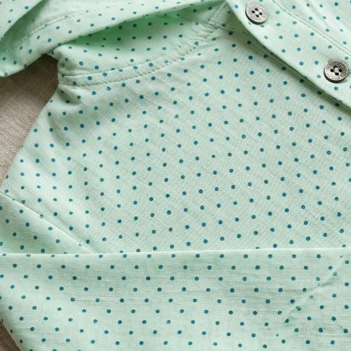 Woven Polka Dot Hooded Half-Placket Full-Sleeve Shirt