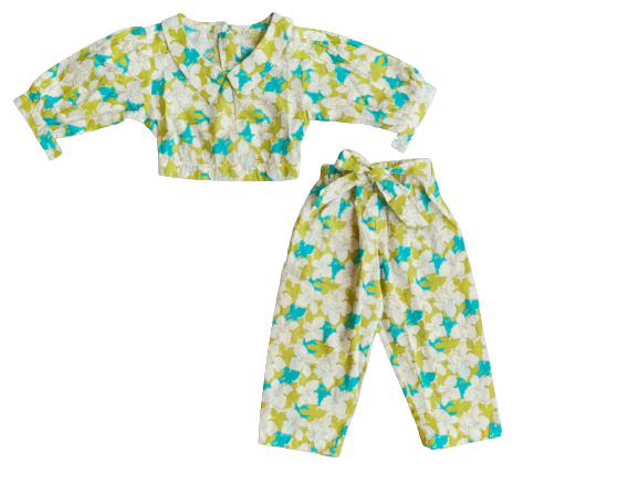 HAND BLOCK PRINTED CROP TOP AND PANT SET