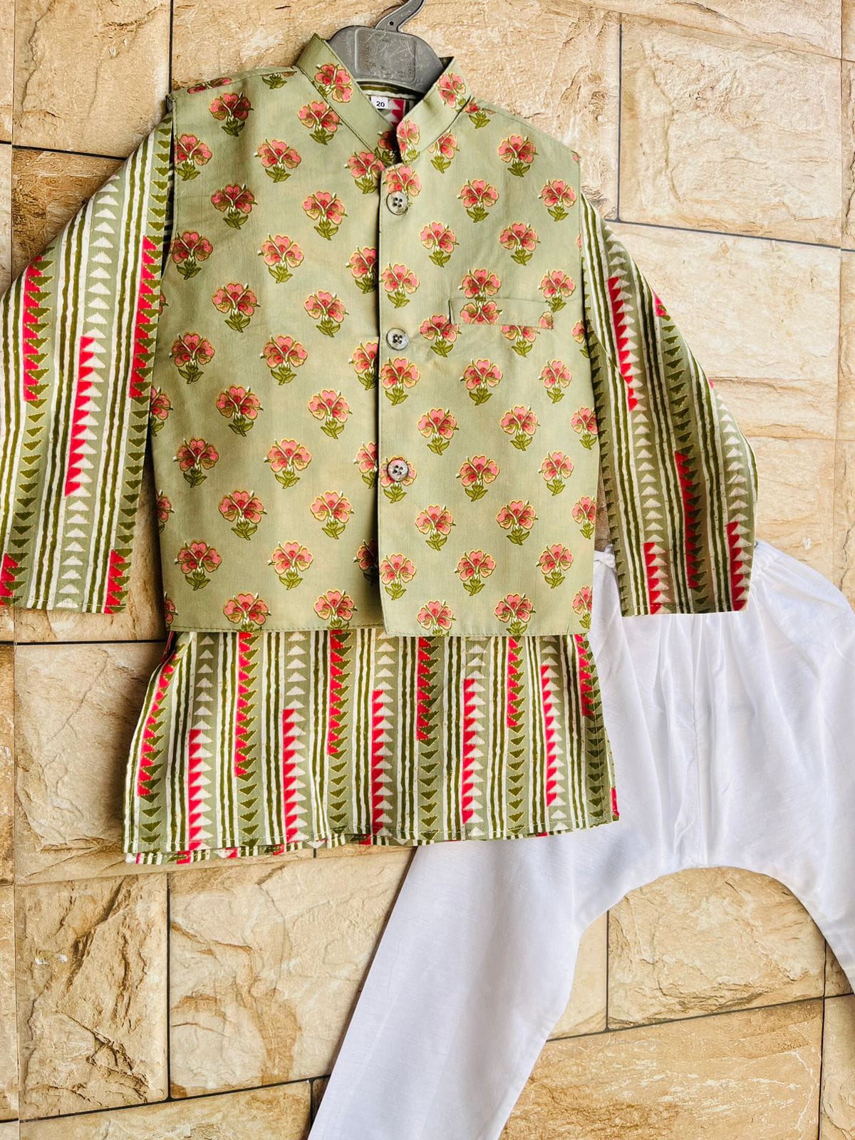Blossom Blush Kurta Jacket & Pajama Set